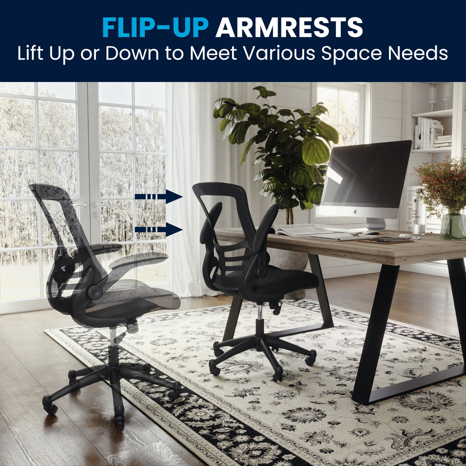Flash Furniture Mesh Mid Back Swivel Task Chair With Flip Up Arms Black PopularChairscom