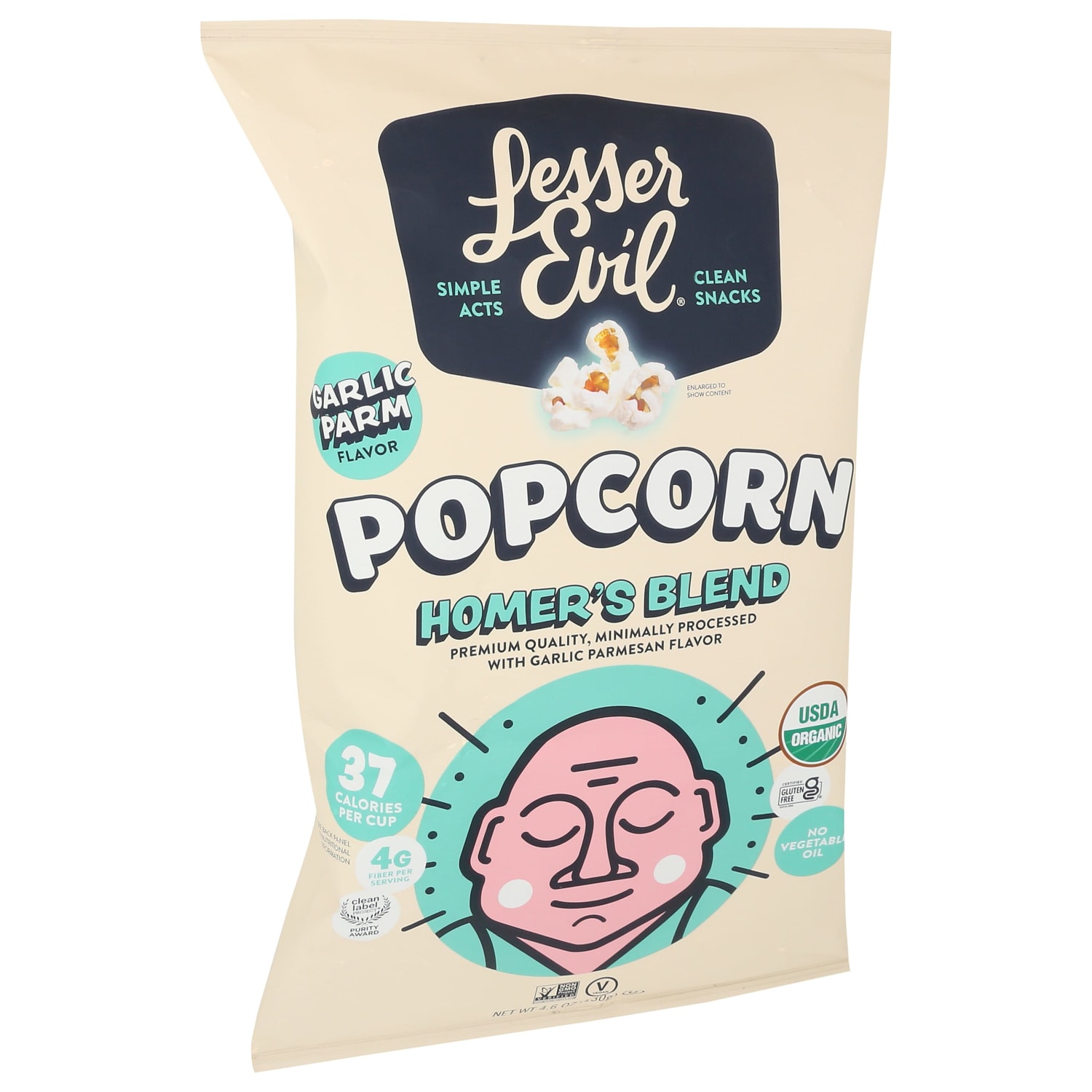LesserEvil Organic Popcorn, Homers Blend, 4.6 Oz, Total Qty 12