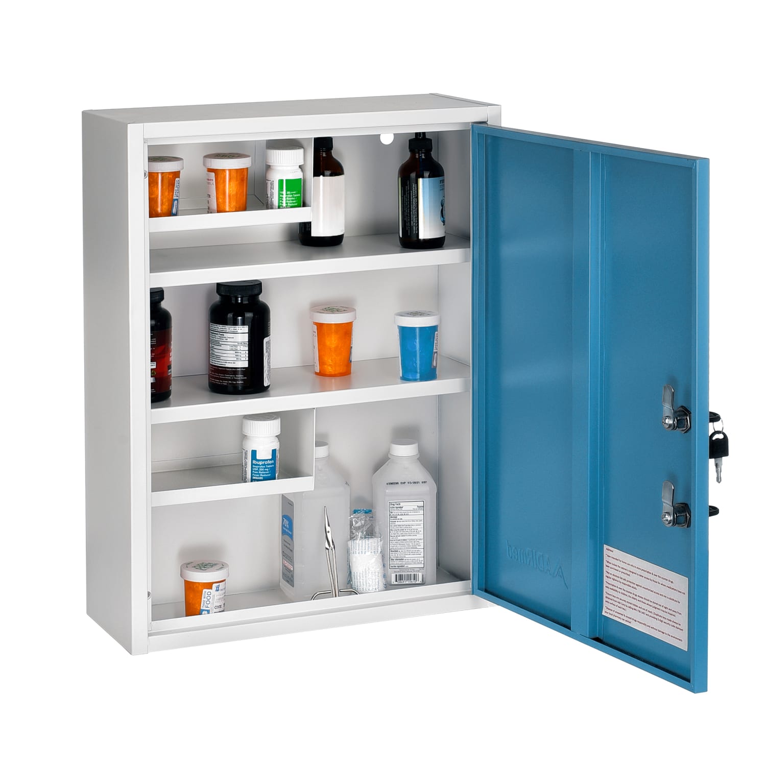 Alpine AdirMed Large Medical Security Cabinet, 21inH x 16inW x 6inD, Blue - Image 5