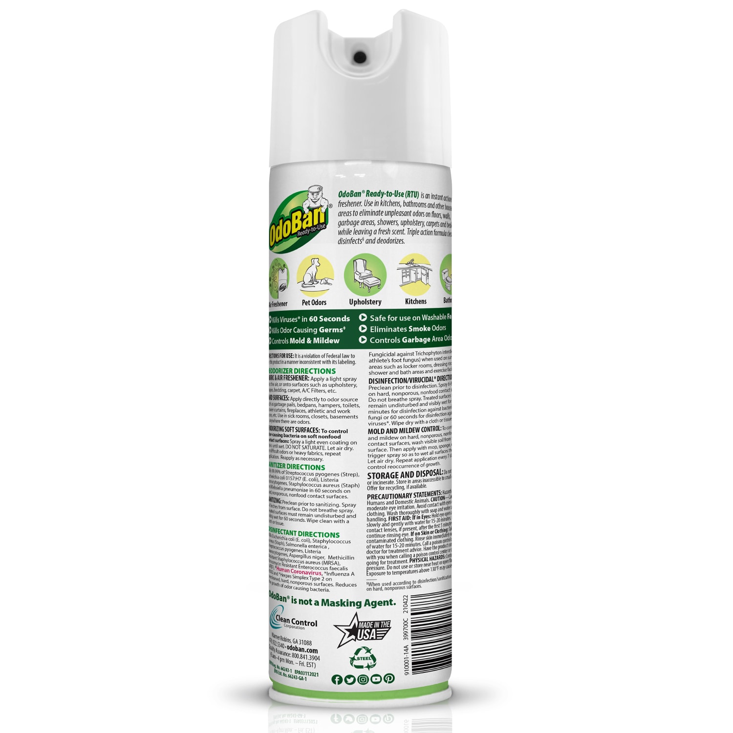 OdoBan Odor Eliminator Disinfectant 360 deg. Spray, Original Eucalyptus Scent, 14.6 Oz - Image 3