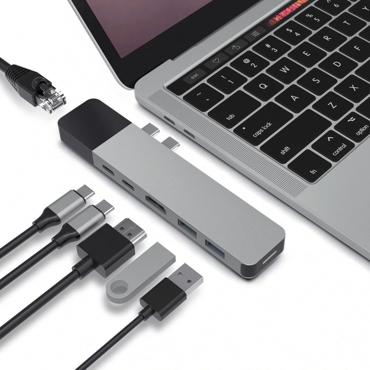 Targus Sanho HyperDrive NET 6-in-2 USB-C Docking Station, 7/16inH x 1-1/8inW x 5-7/16inD, Space Gray - Image 4