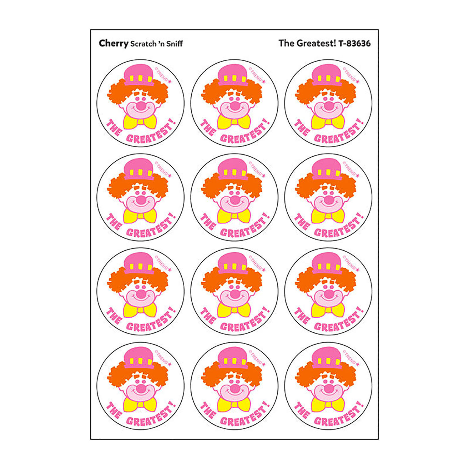 Trend Retro Scratch N Sniff Stinky Stickers, The Greatest!/Cherry Scent, 24 Stickers Per Pack, Bundle Of 6 Packs - Image 3