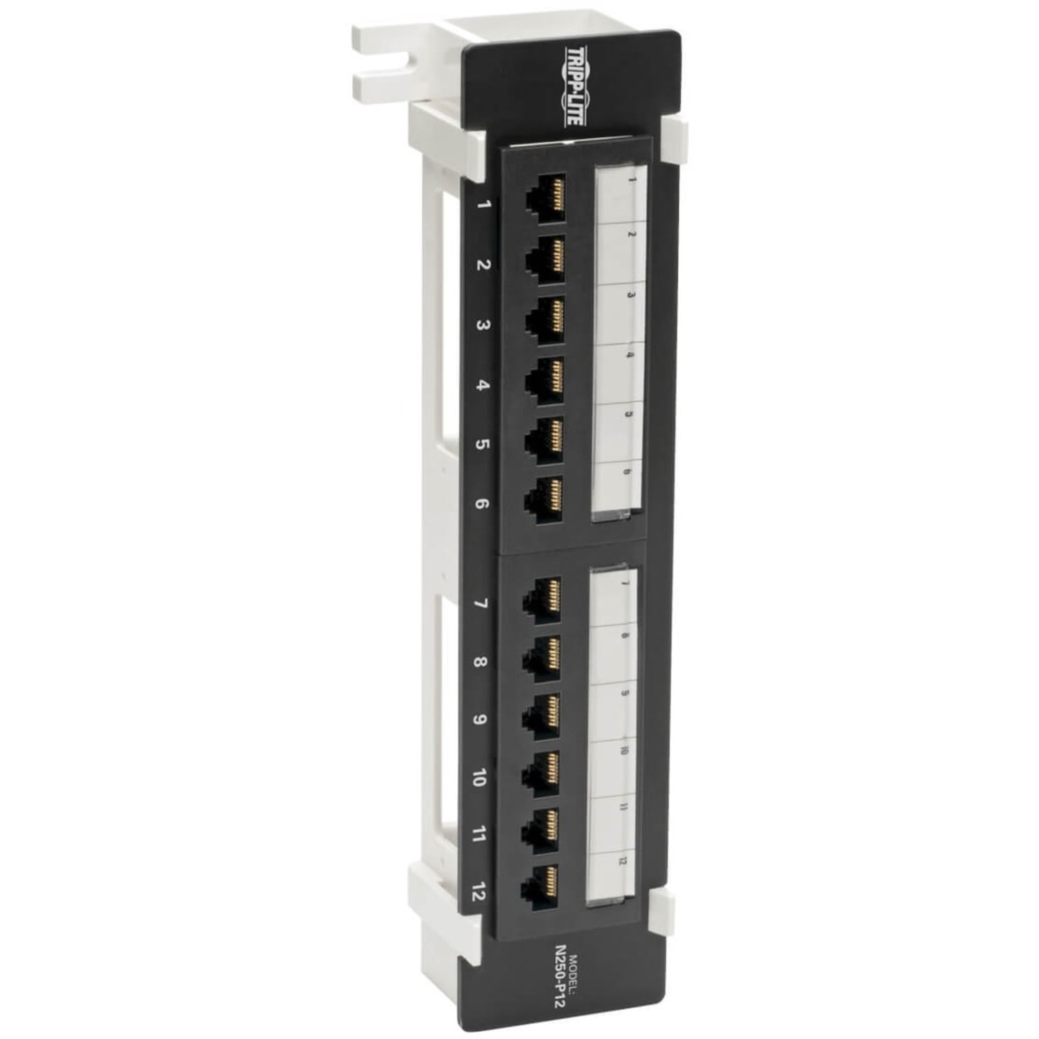 Eaton Tripp Lite Series Cat6 Wall-Mount 12-Port Patch Panel - PoE+ Compliant, 110/Krone, 568A/B, RJ45 Ethernet, TAA - N250P12