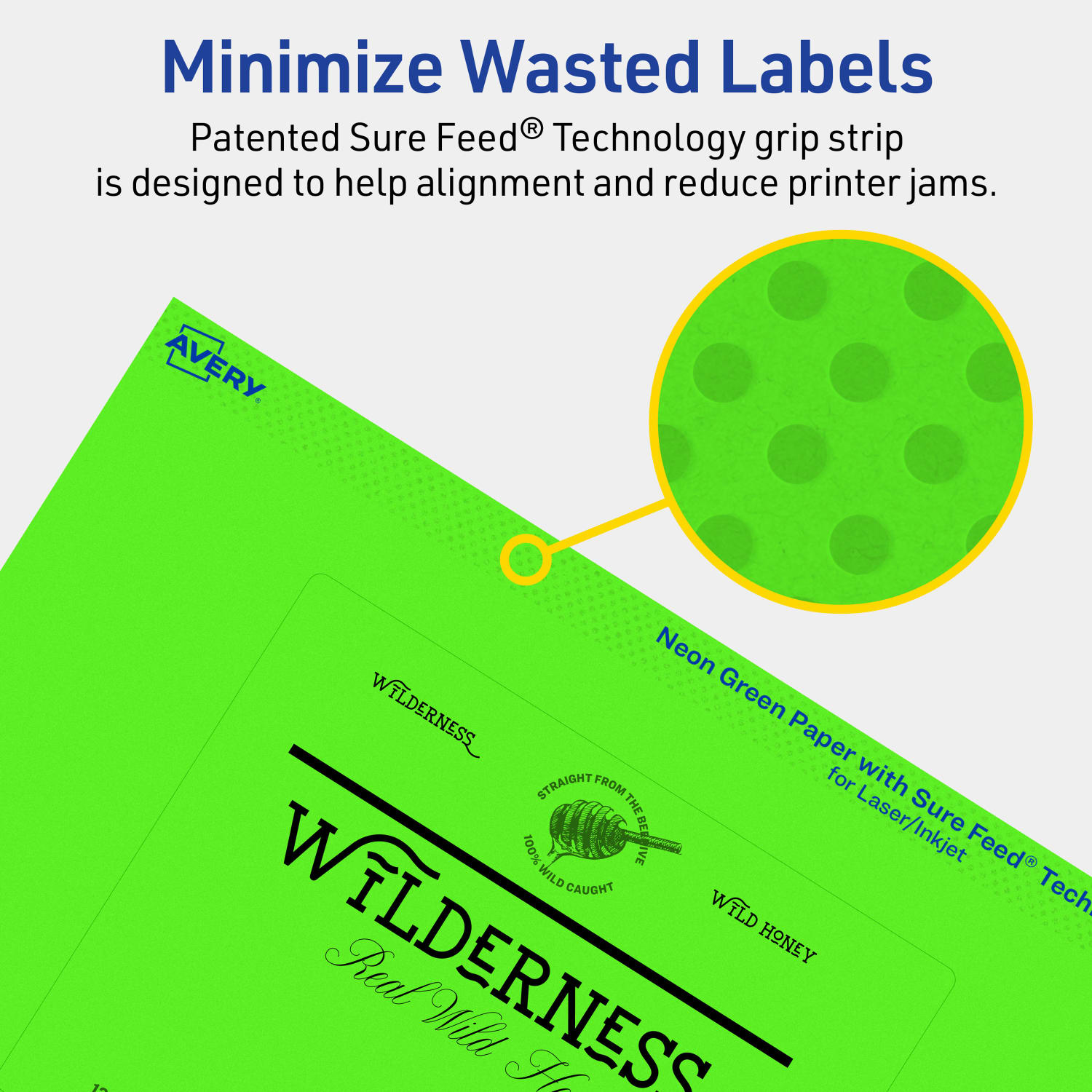 Avery Print-To-The-Edge Labels With Sure Feed Technology, 94253-NGP10, Rectangle, 4in x 5in, Matte Neon Green, Pack of 20 - Image 5