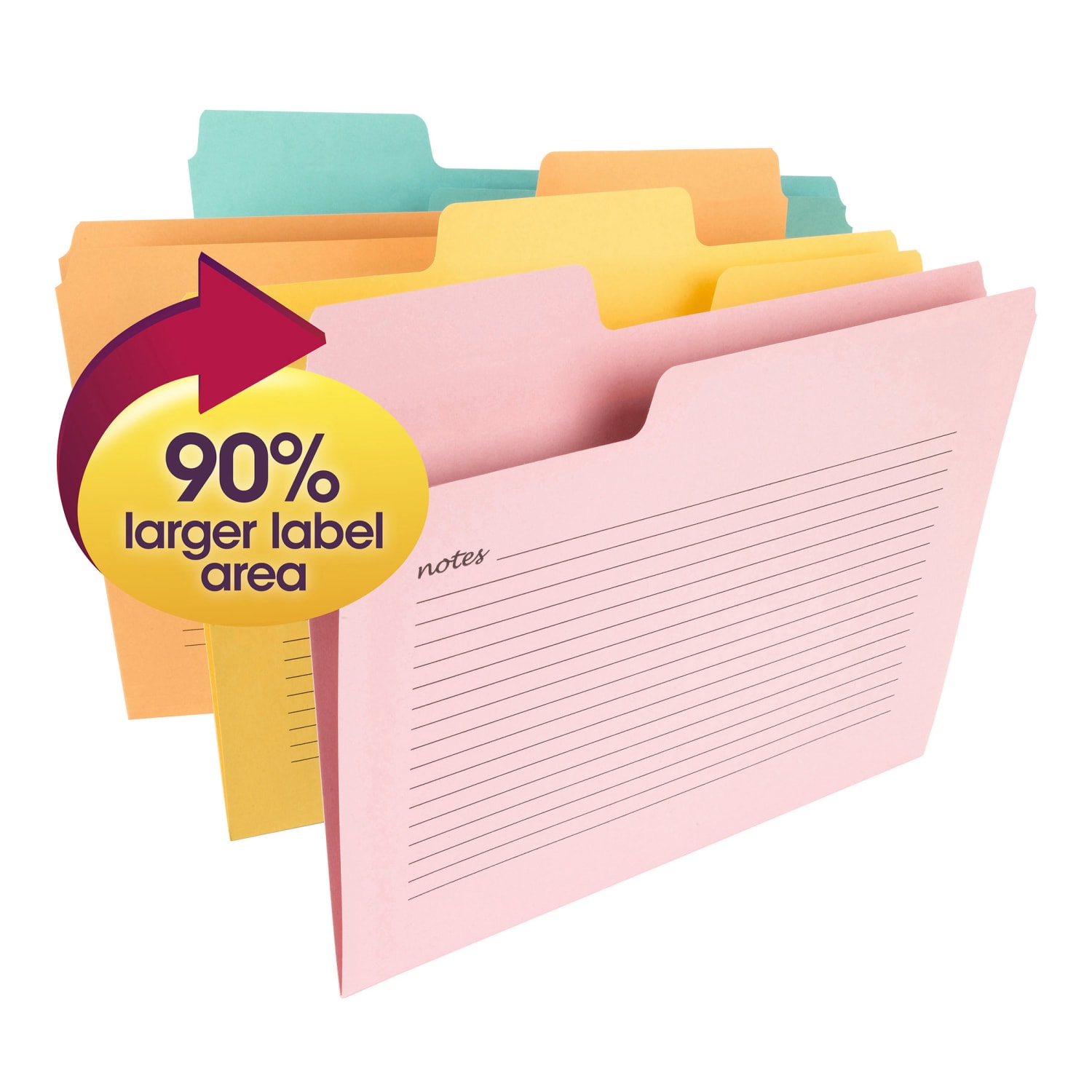 Smead SuperTab Notes File Folders, 8 1/2in x 11in, Letter Size, Assorted Colors, Pack Of 12 - Image 3