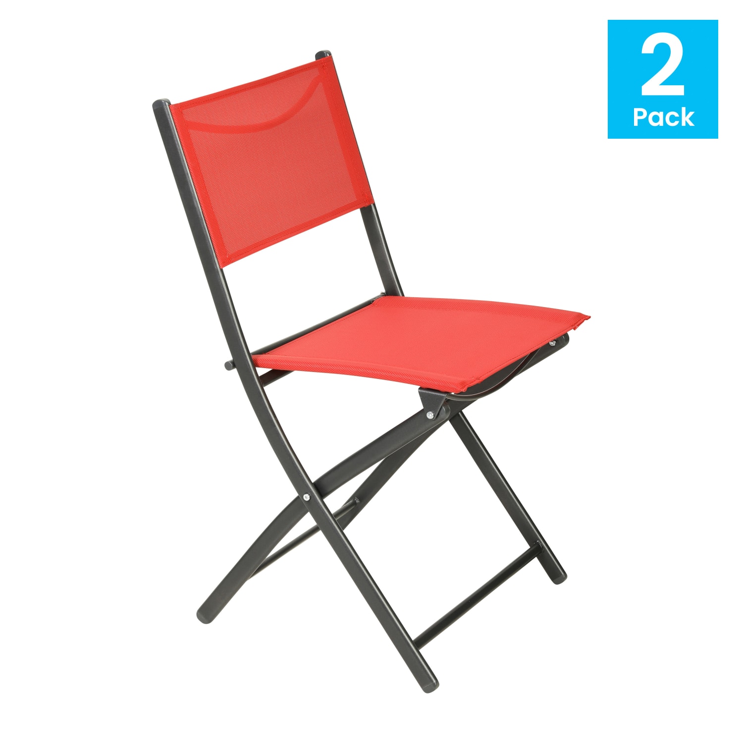 Flash Furniture Brazos Set of 2 Commercial Grade Indoor/Outdoor Folding Chairs with Flex Comfort Material Backs and Seats and Metal Frames, Red - Image 3