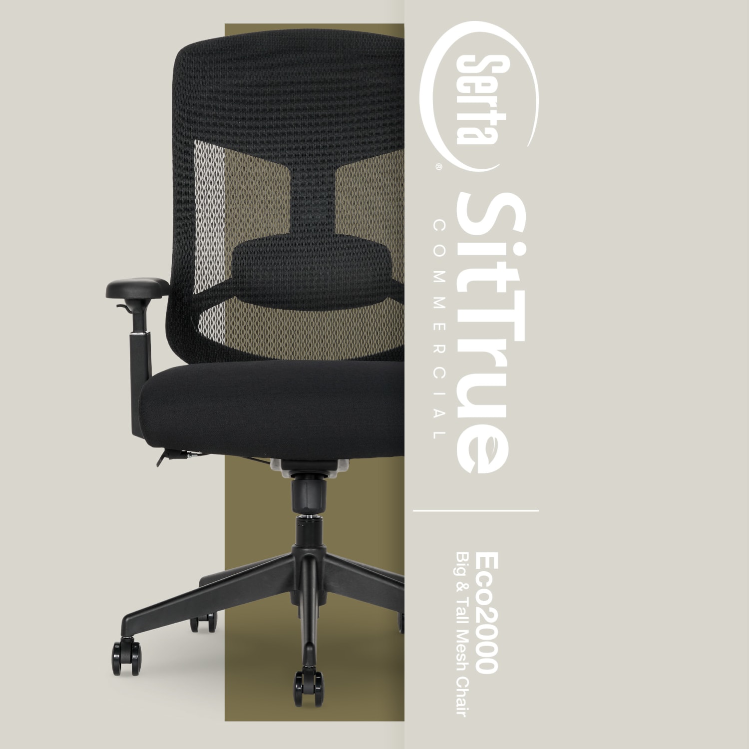 Serta Commercial Eco-2000 Big & Tall Ergonomic Mesh High-Back Executive Office Chair, Black - Image 5