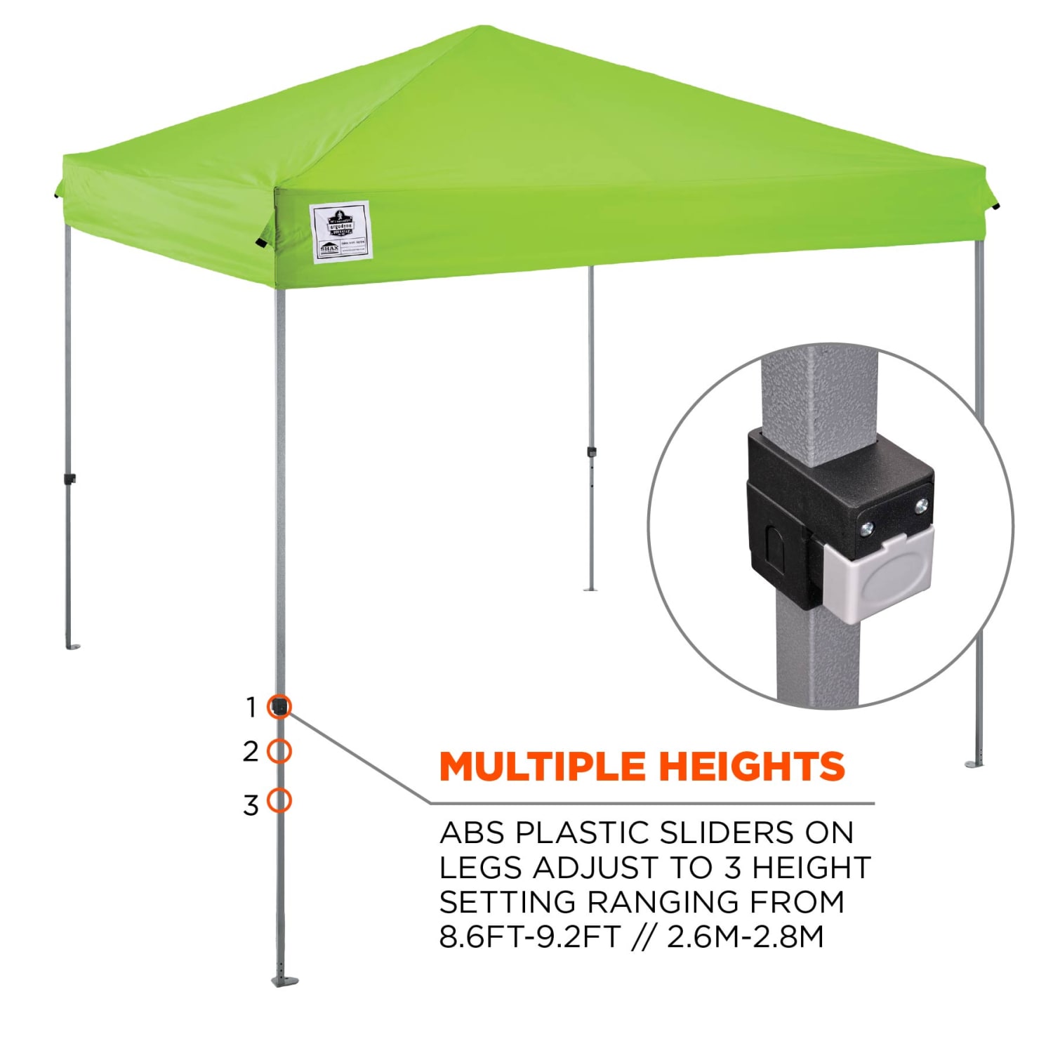 Ergodyne SHAX 6010 Lightweight Pop-Up Tent Canopy, 14ftH x 10ftW x 10-d, Lime - Image 5