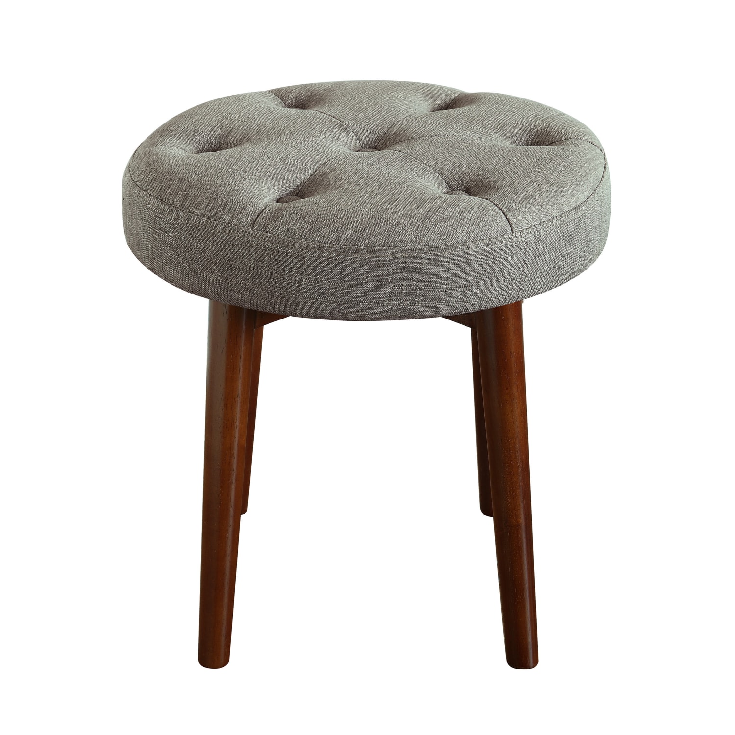 Elle Decor Penelope Round Tufted Stool, Storm Gray/Brown - Image 5