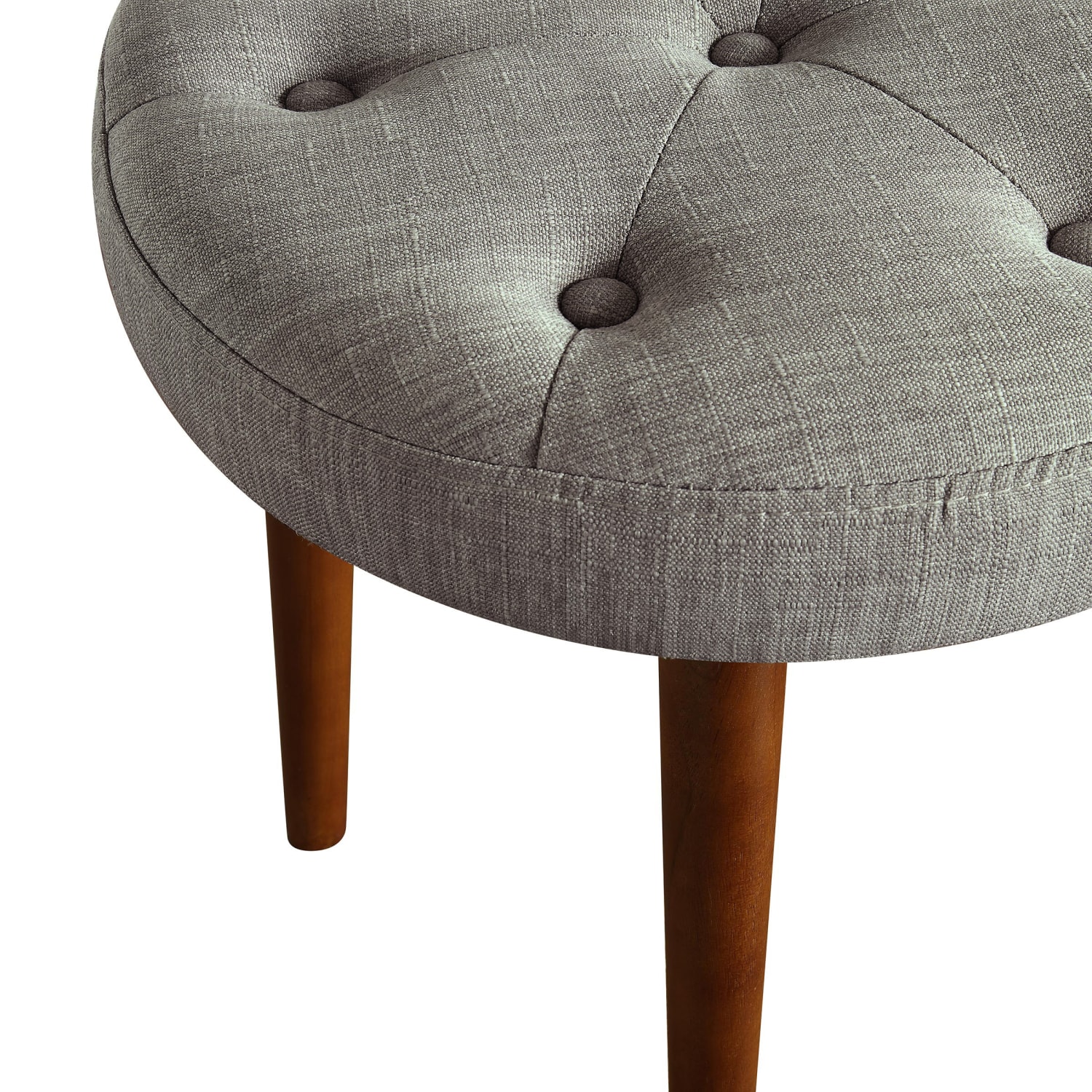 Elle Decor Penelope Round Tufted Stool, Storm Gray/Brown - Image 6