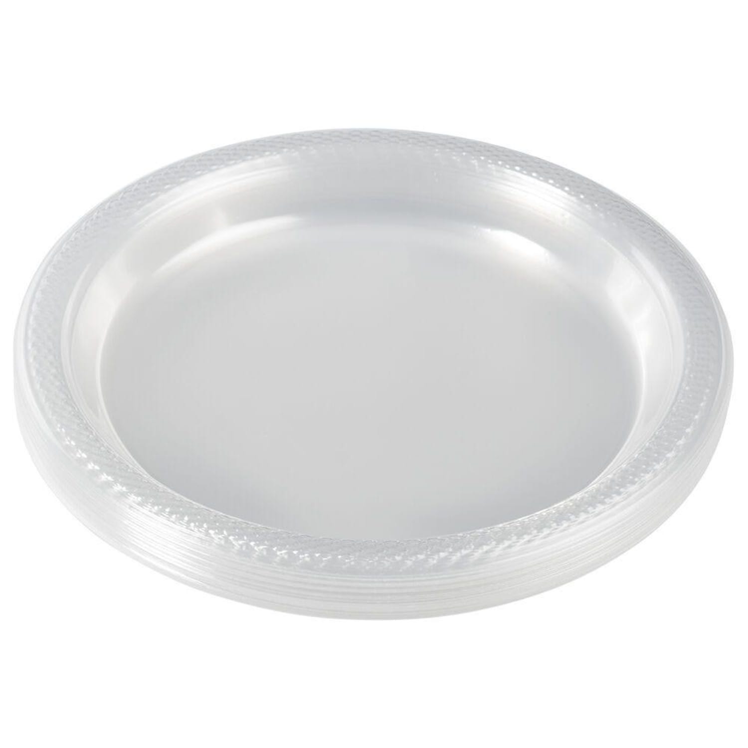 JAM PAPER Round Plastic Party Plates, Small, 7 inch, Clear, 20/Pack