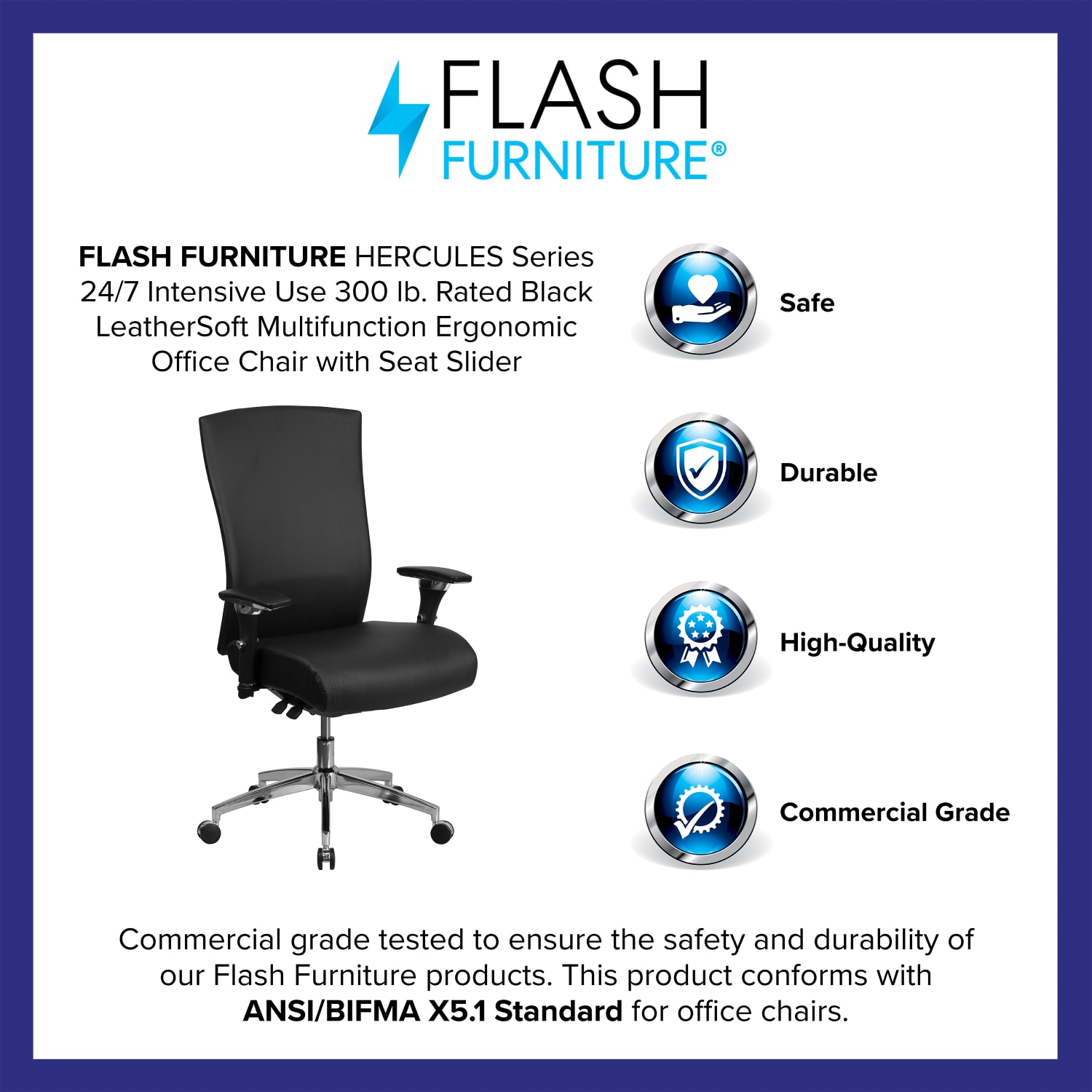 Flash Furniture HERCULES Series 247 IntensiveUse Ergonomic HighBack Executive Multifunction Office Chair Black LeatherSoftGray GOWY85H1 PopularChairscom Flash Furniture HERCULES Series 247 Intensive Use Ergonomic High Back Executive Multifunction Office Chair Black LeatherSoftGray GOWY85H1 PopularChairscom