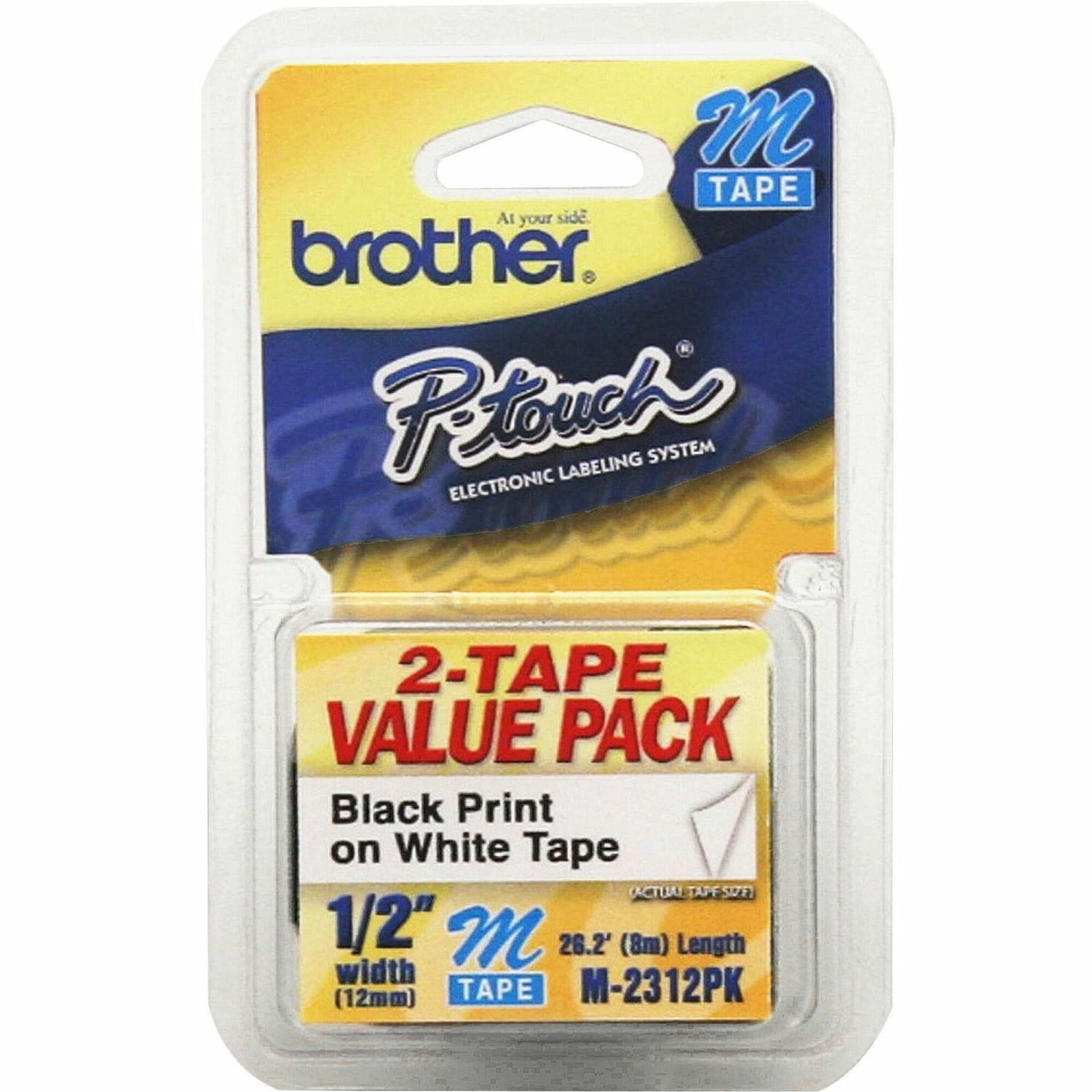 Brother M-2312PK Label Maker Tapes, 1/2in x 26 3/16ft, White, Pack Of 2 - Image 3