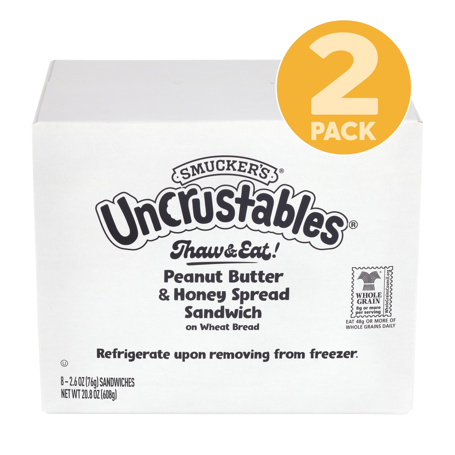 Smuckers Peanut Butter & Honey Wheat Uncrustables, 2.6 Oz, Total Qty 16 - Image 3