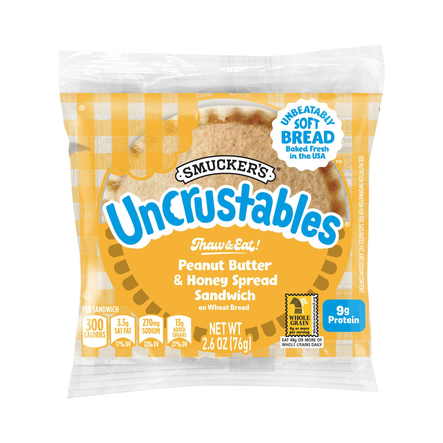Smuckers Peanut Butter & Honey Wheat Uncrustables, 2.6 Oz, Total Qty 16 - Image 4