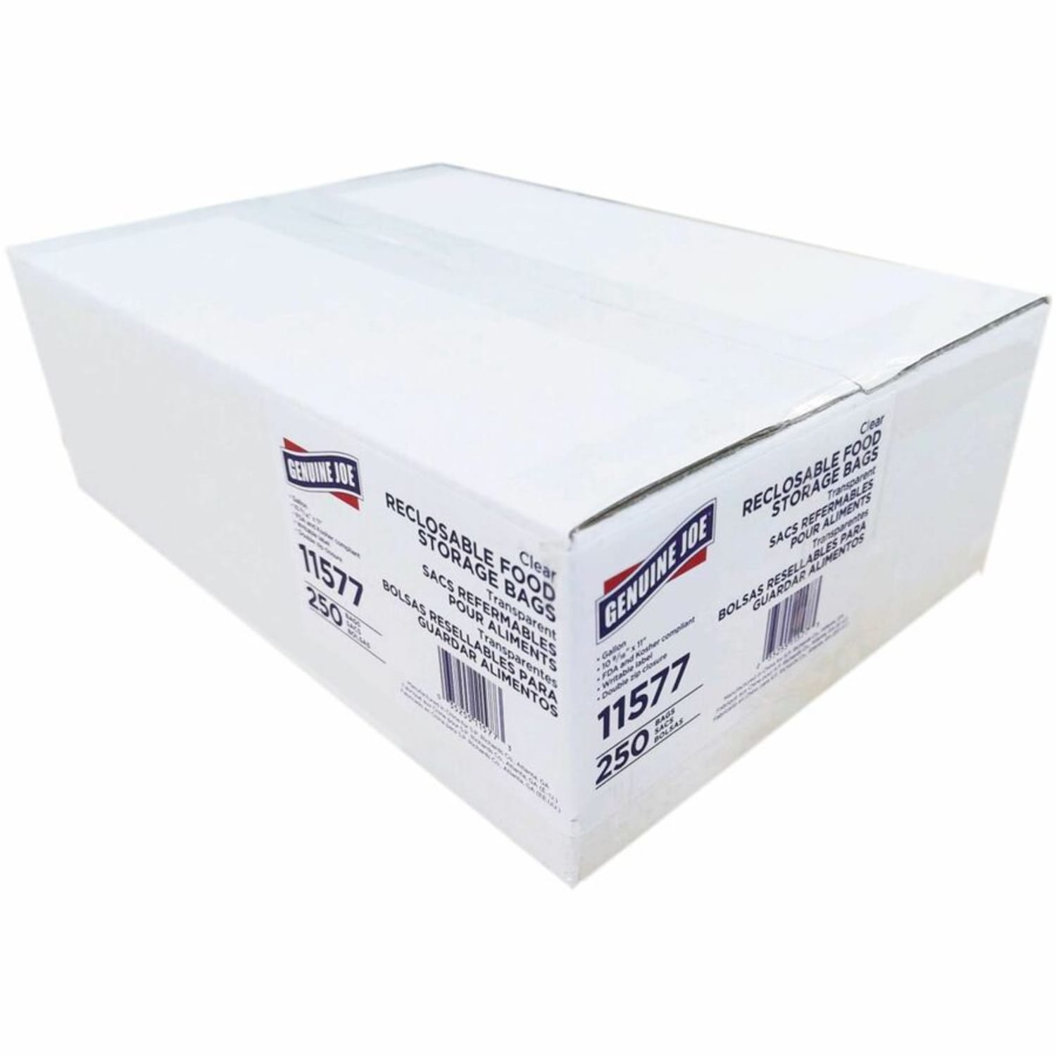 Genuine Joe Food Storage Bags, 1 gal Capacity, 10.56inx 11in, 1.75 mil (44 Micron) Thickness, Zipper Closure, 250 Count - 11577 - Image 5