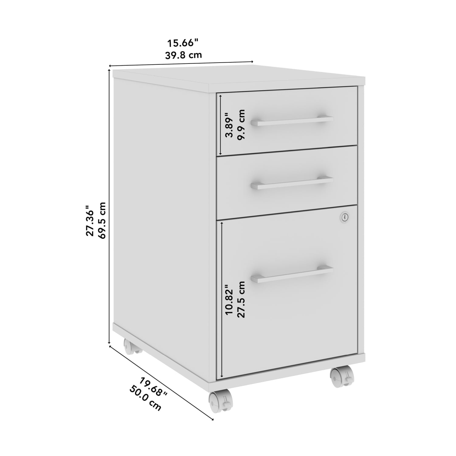 Bush Business Furniture Hustle 3-Drawer Mobile File Cabinet, Platinum Gray, Standard Delivery - Image 6