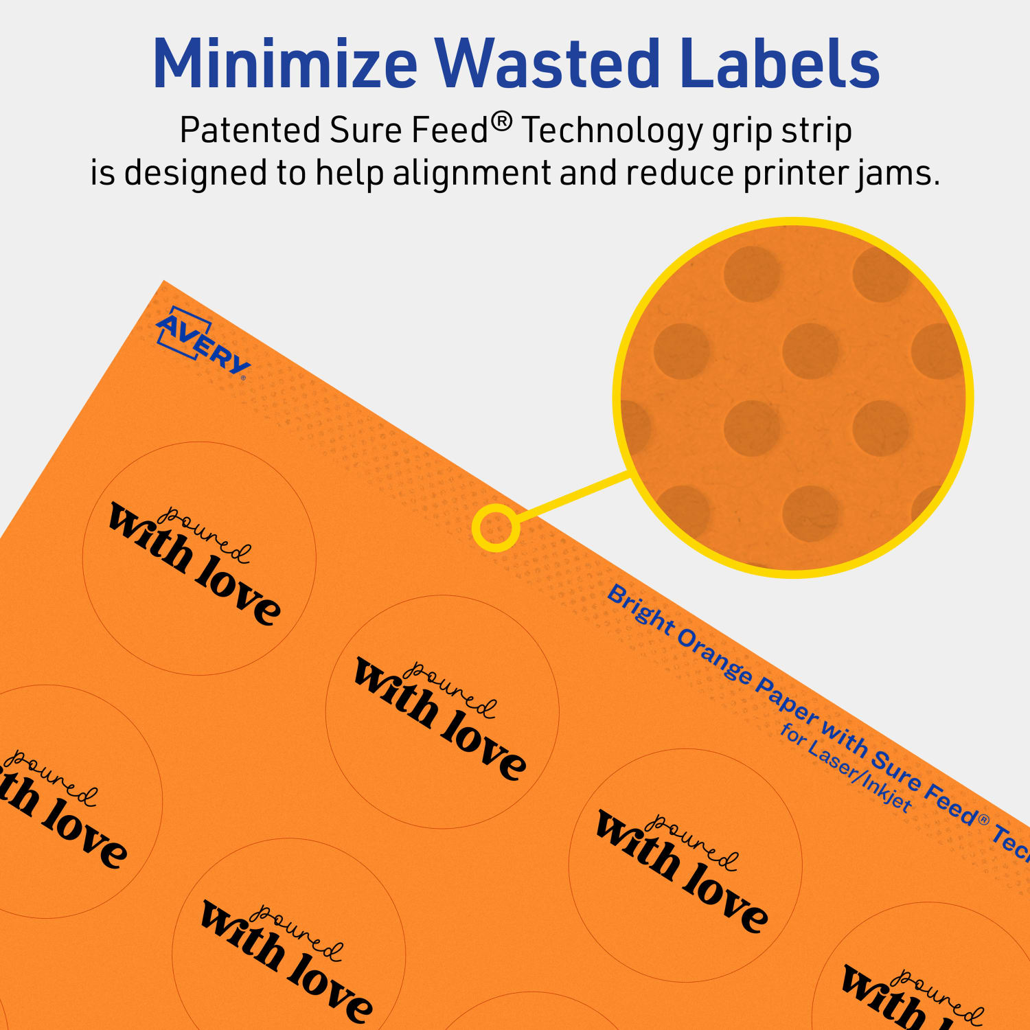 Avery Print-To-The-Edge Labels With Sure Feed Technology And Easy Peel Label Feature, 94507-BOP20, Round, 1-5/8in, Matte Bright Orange, Pack of 400 - Image 5