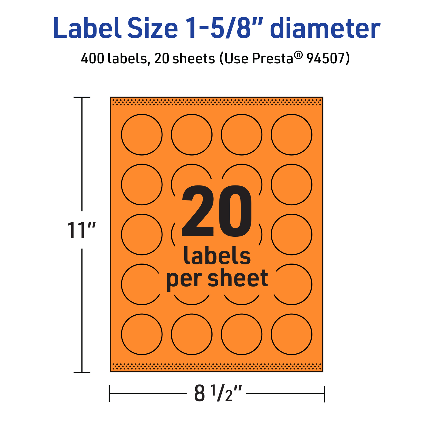 Avery Print-To-The-Edge Labels With Sure Feed Technology And Easy Peel Label Feature, 94507-BOP20, Round, 1-5/8in, Matte Bright Orange, Pack of 400 - Image 6