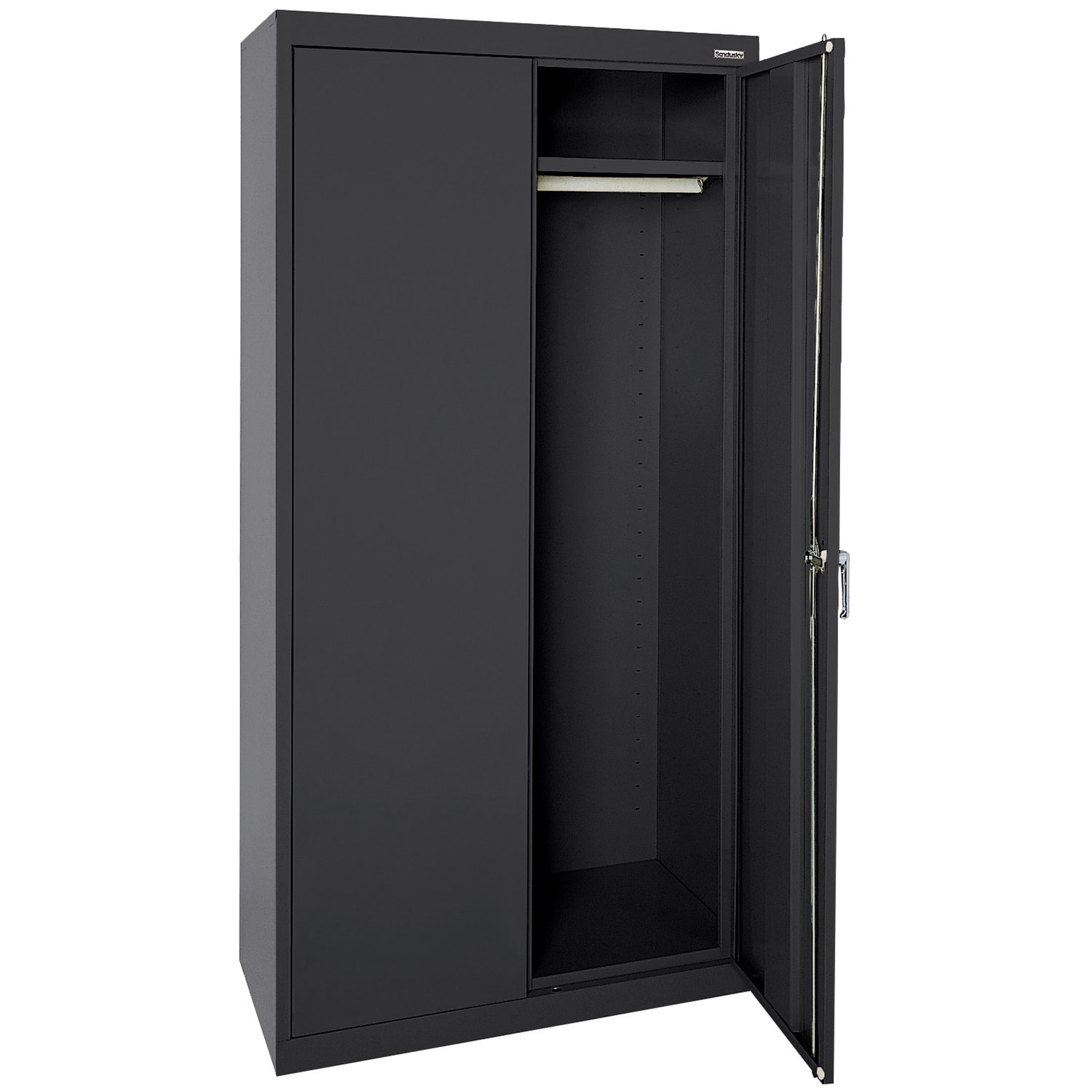 Sandusky Classic Series Medium-Duty Assembled Wardrobe Storage Cabinet, 72inH x 36inW x 24inD, Black