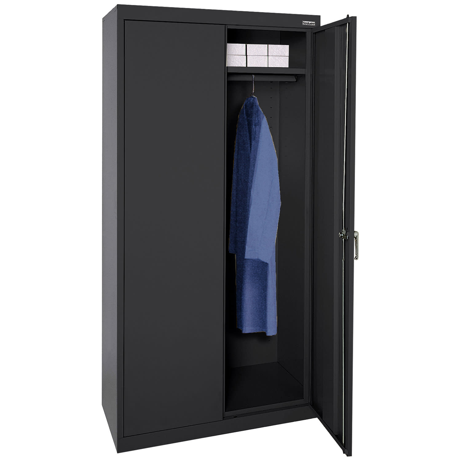 Sandusky Classic Series Medium-Duty Assembled Wardrobe Storage Cabinet, 72inH x 36inW x 24inD, Black - Image 4
