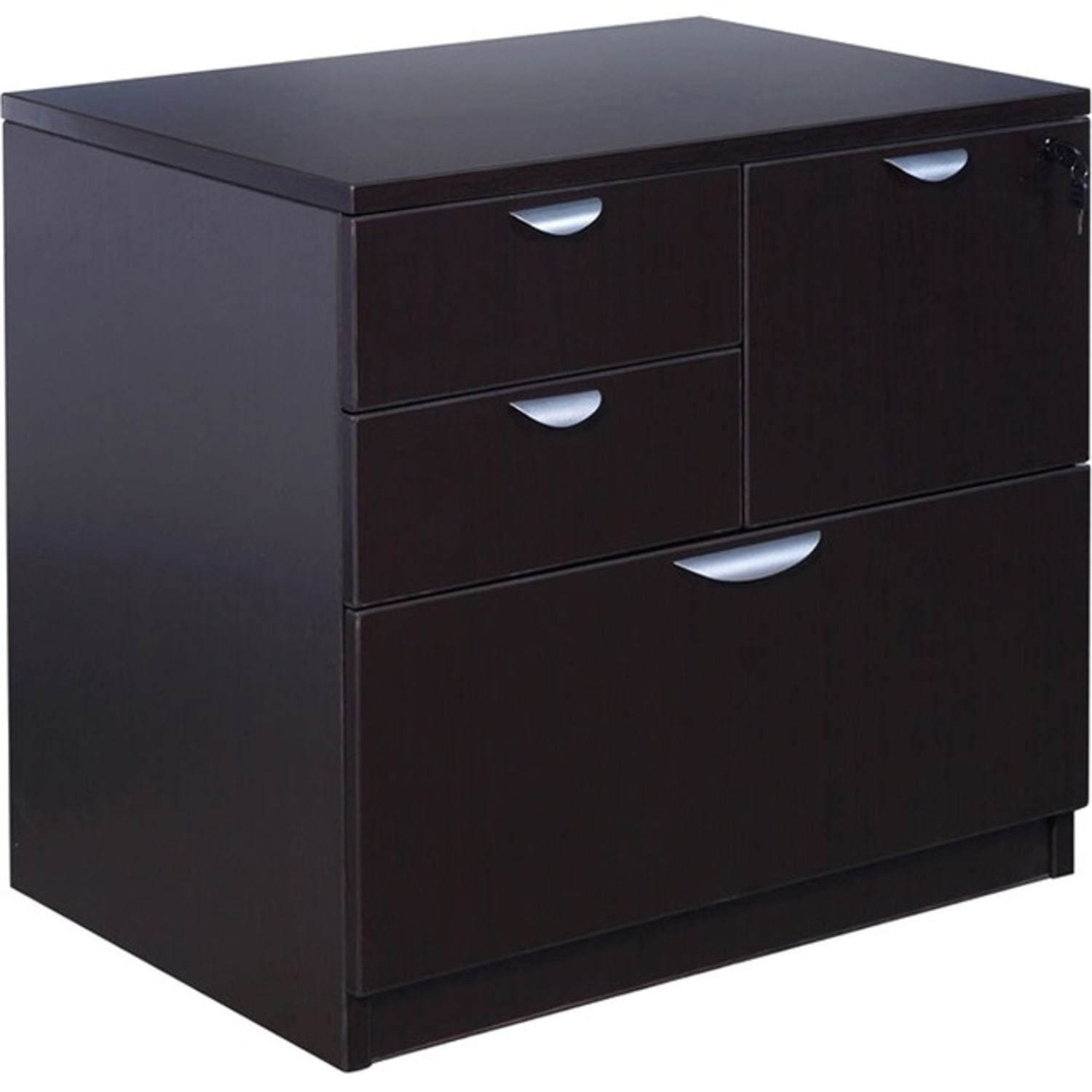 Boss Office Products Combo 31inW x 22inD Lateral 4-Drawer File Cabinet, Mocha - Image 3