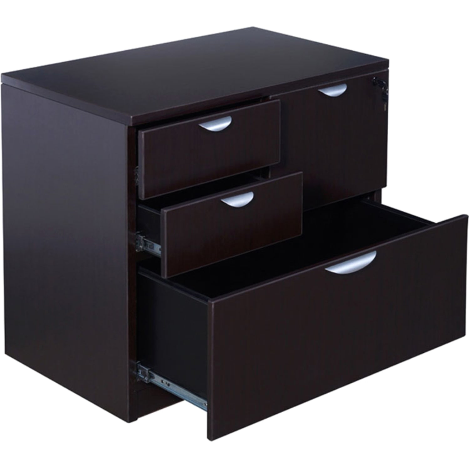 Boss Office Products Combo 31inW x 22inD Lateral 4-Drawer File Cabinet, Mocha - Image 4