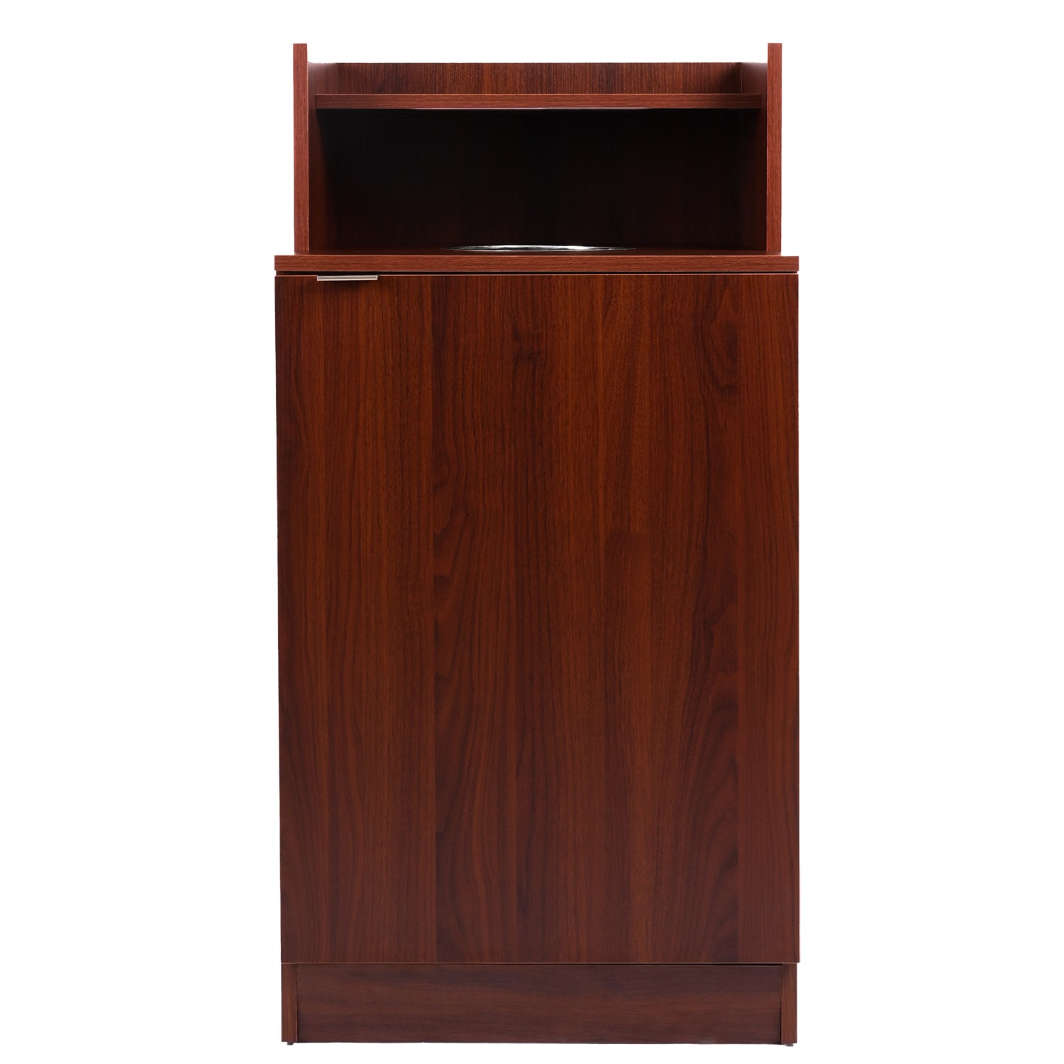 Alpine Industries Enclosed Waste Receptacle With Drop Hole, 32 Gallon, Mahogany