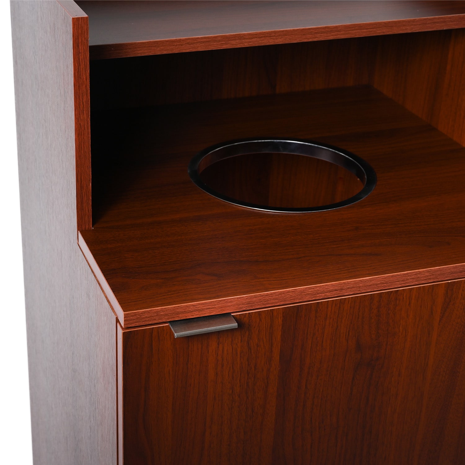 Alpine Industries Enclosed Waste Receptacle With Drop Hole, 32 Gallon, Mahogany - Image 5