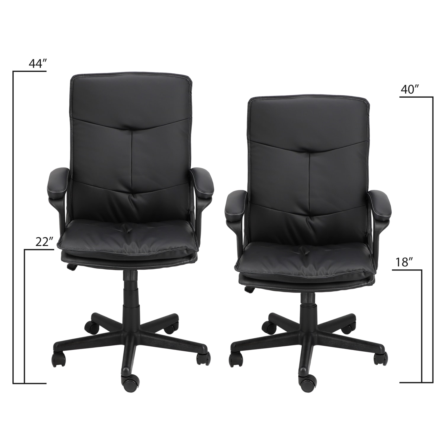 Elama Tufted Faux Leather High-Back Adjustable Office Chair, Black - Image 7