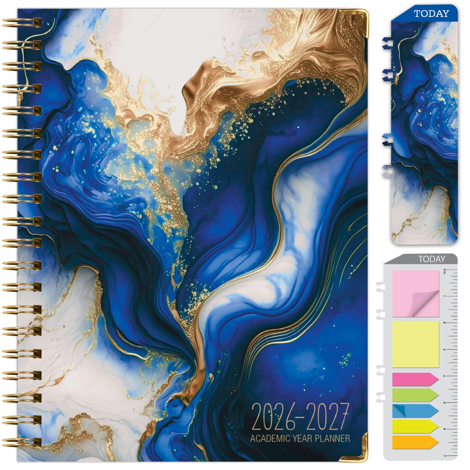 2026-2027 Excello Brands 14-Month Academic Year Hardcover Weekly/Monthly Fashion Planner, 8-1/2in x 11in, Dark Blue Marble, May To June, Total Qty 1 - Image 3