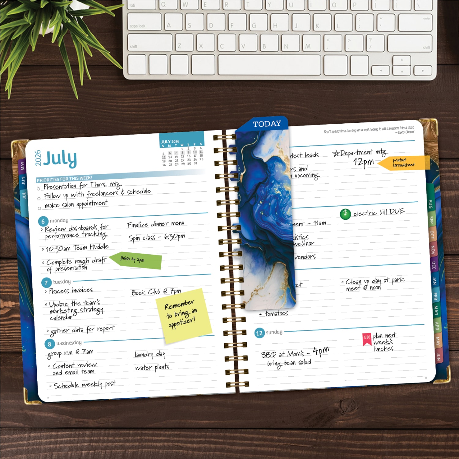 2026-2027 Excello Brands 14-Month Academic Year Hardcover Weekly/Monthly Fashion Planner, 8-1/2in x 11in, Dark Blue Marble, May To June, Total Qty 1 - Image 4