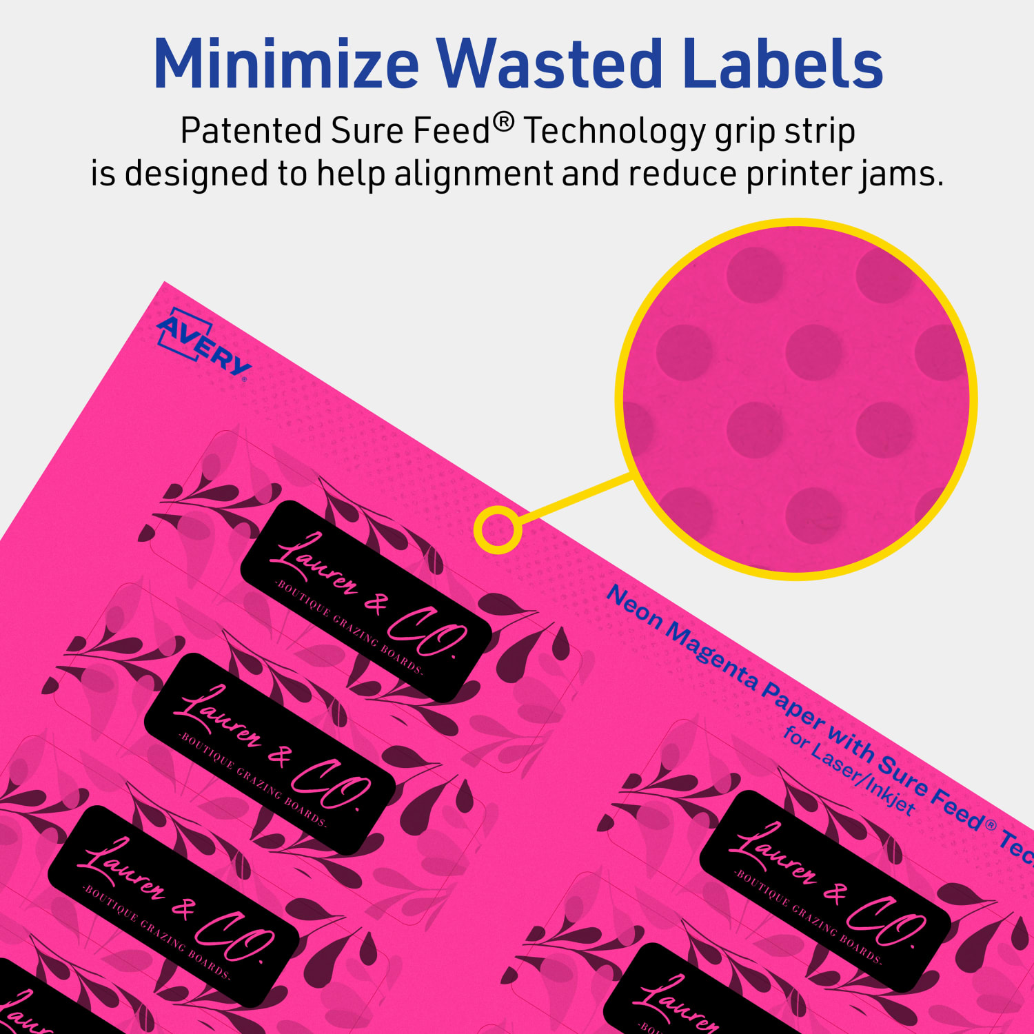 Avery Print-To-The-Edge Labels With Sure Feed Technology And Easy Peel, 94224-NMP10, Rectangle, 1in x 3in, Matte Neon Magenta, Pack of 160 - Image 5