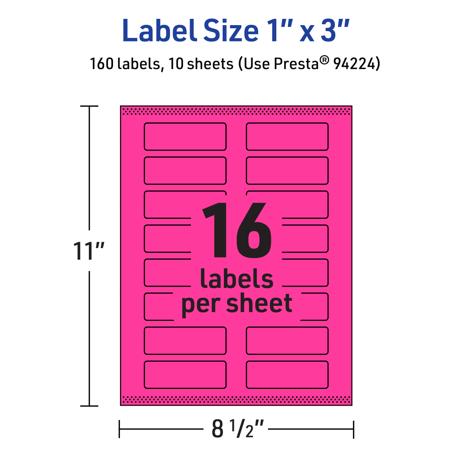 Avery Print-To-The-Edge Labels With Sure Feed Technology And Easy Peel, 94224-NMP10, Rectangle, 1in x 3in, Matte Neon Magenta, Pack of 160 - Image 6