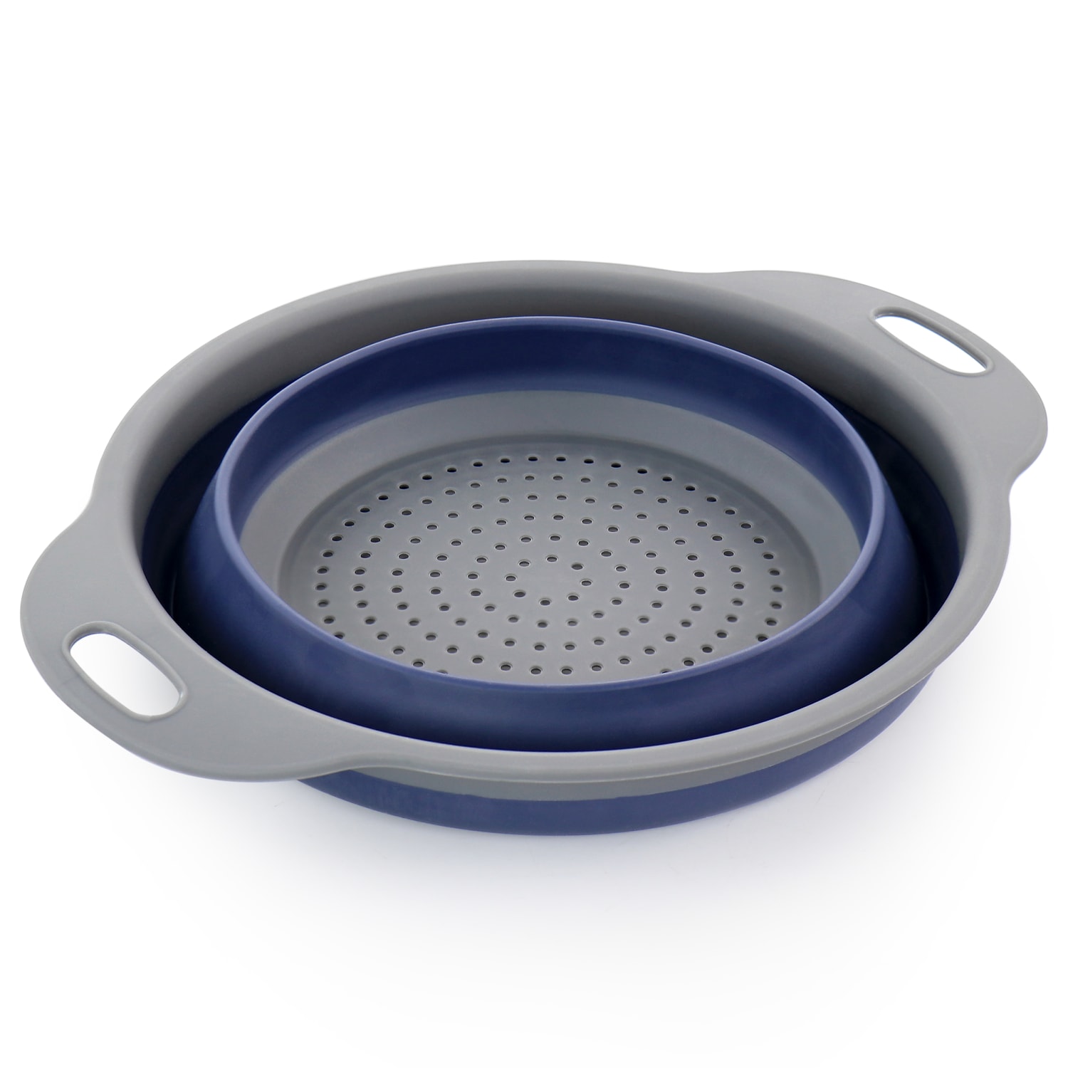 Oster Bluemarine Collapsible Round Plastic Colander, Blue - Image 3