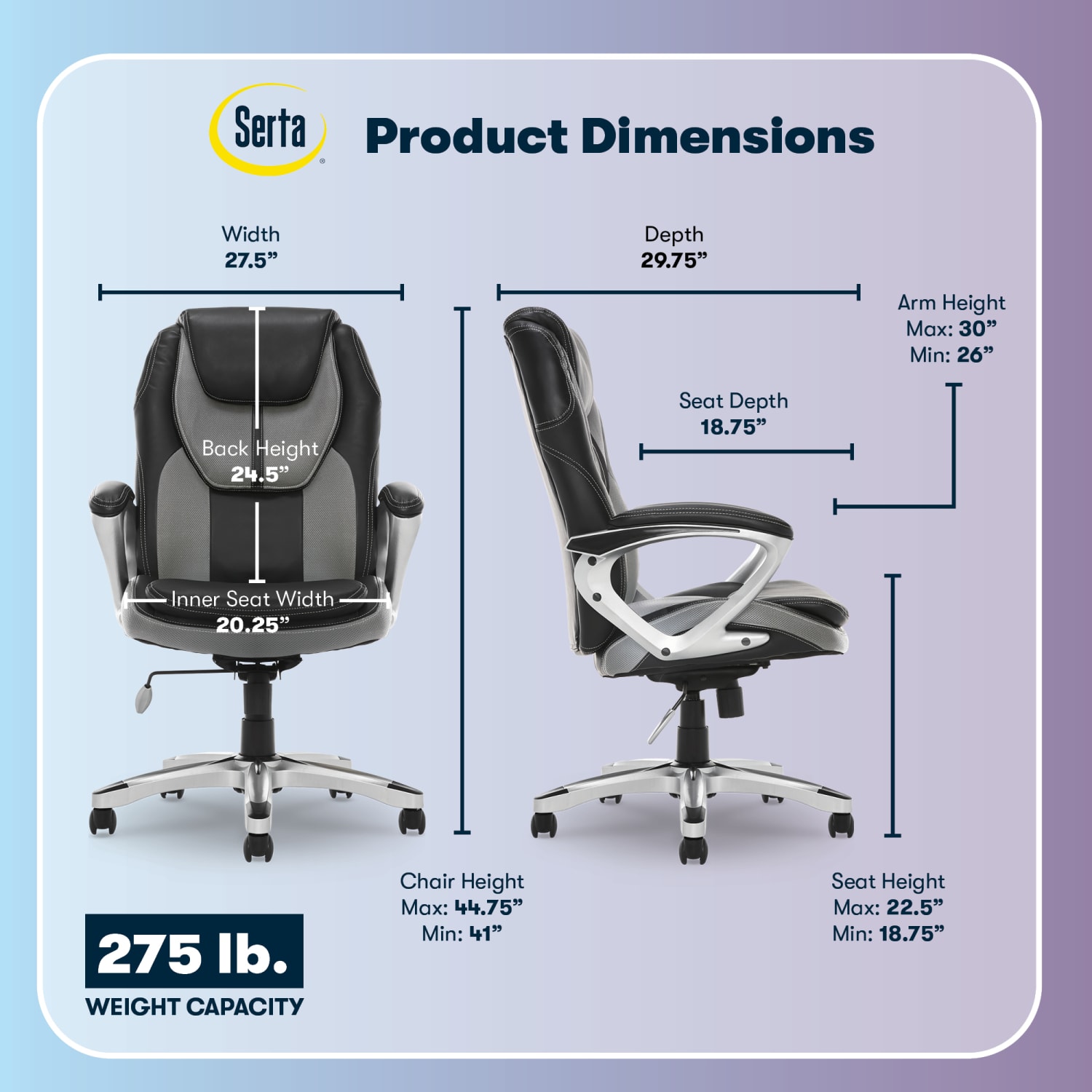 Serta Works Bonded LeatherMesh High Back Office Chair Opportunity GraySilver PopularChairscom