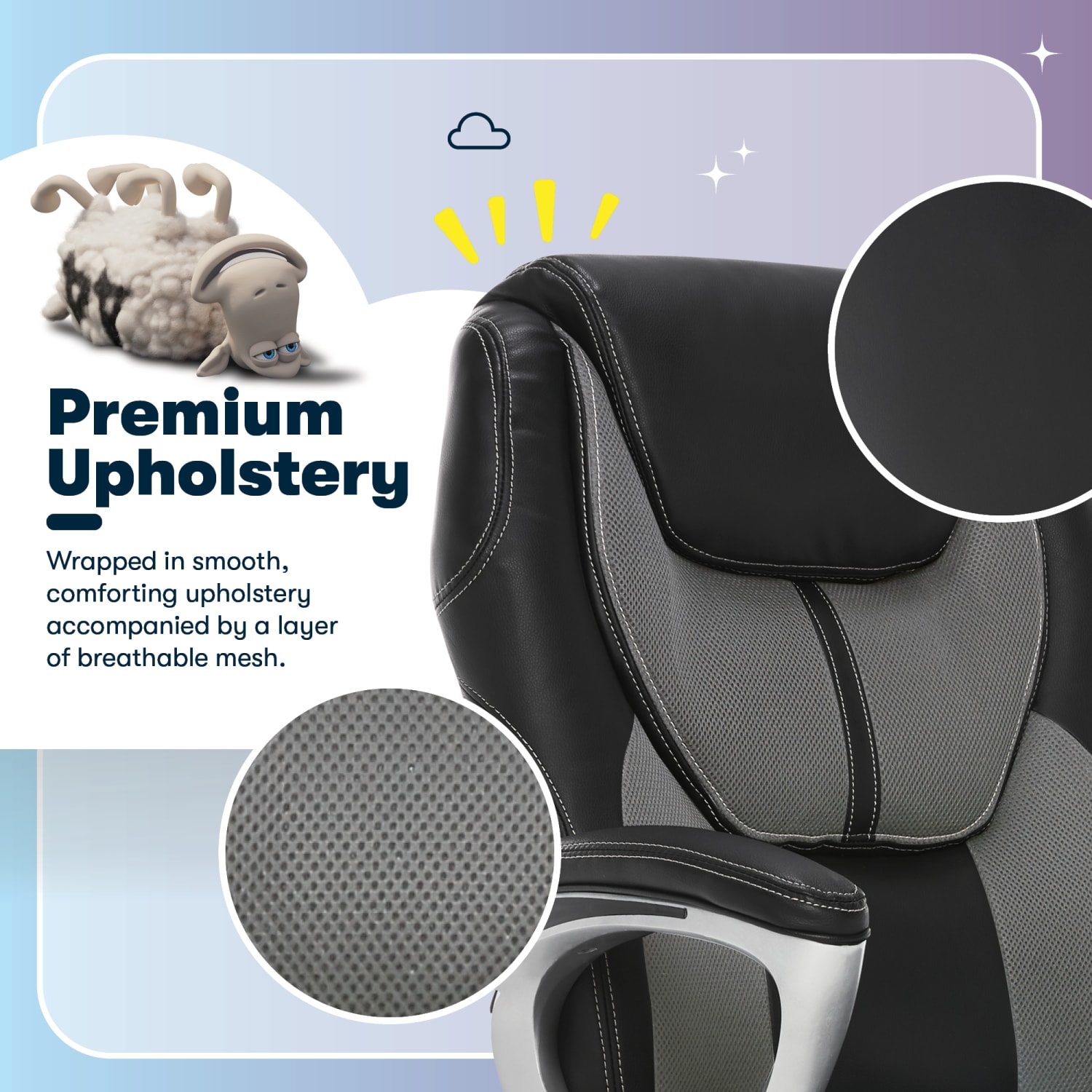Serta Works Bonded LeatherMesh High Back Office Chair Opportunity GraySilver PopularChairscom