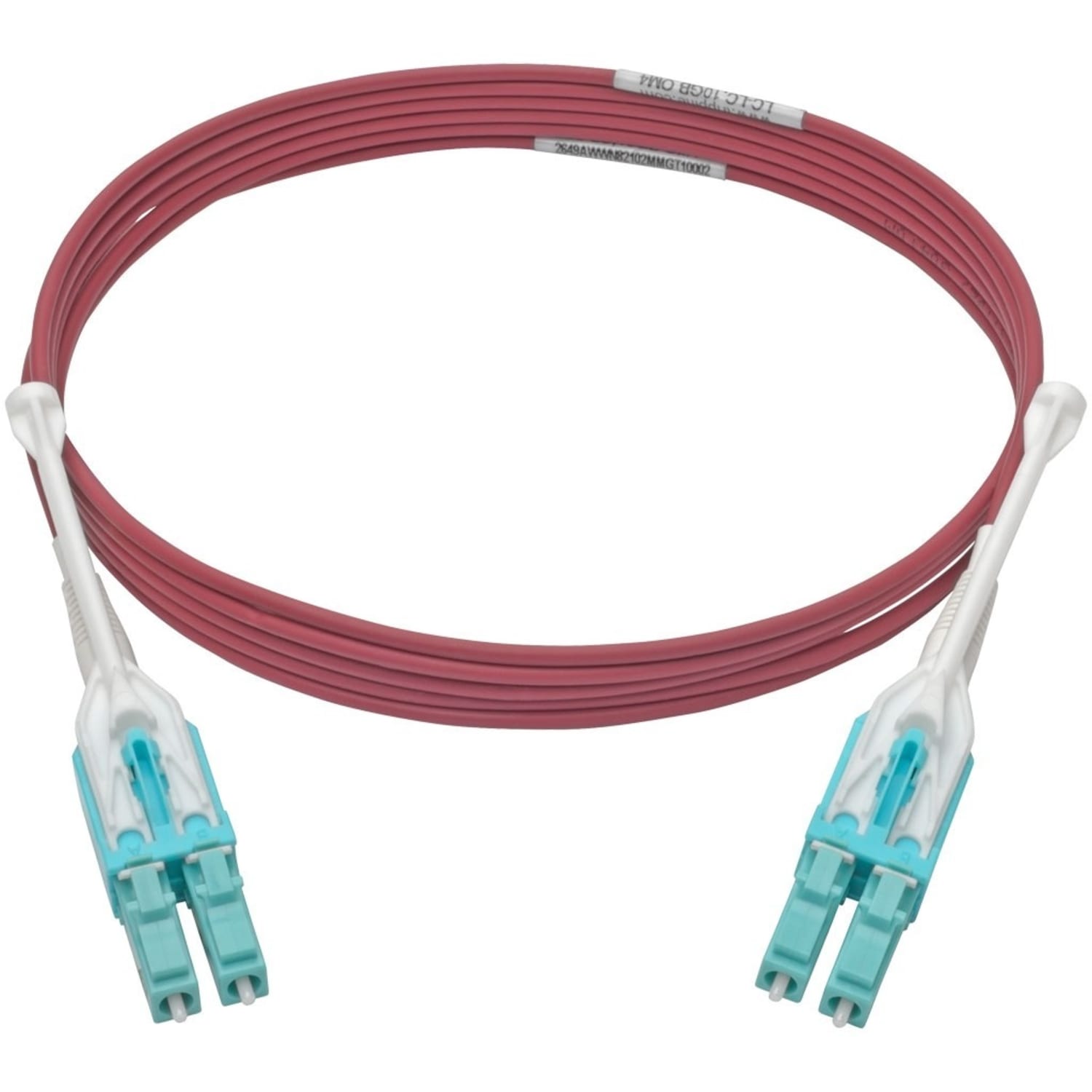 Eaton Tripp Lite Series 10G Duplex Multimode 50/125 OM4 LSZH Fiber Optic Cable (LC/LC), Push/Pull Tabs, Magenta, 2 m - Fiber Optic for Network Device - 12.50 GB/s - Patch Cable - 6.56 ft - 2 x LC Male Network - 2 x LC Male Network - 50/125 µm - Magenta - Image 3