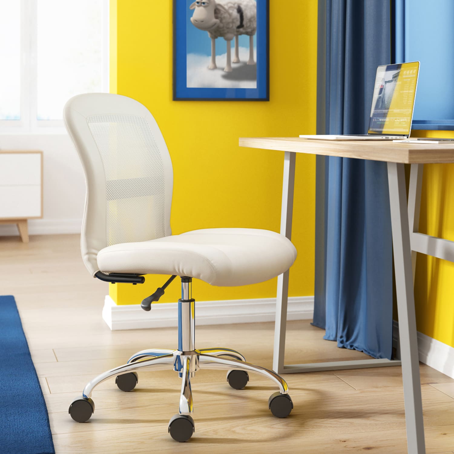 Serta Essentials Mid-Back Computer Chair, Inspiration Cream/Chrome