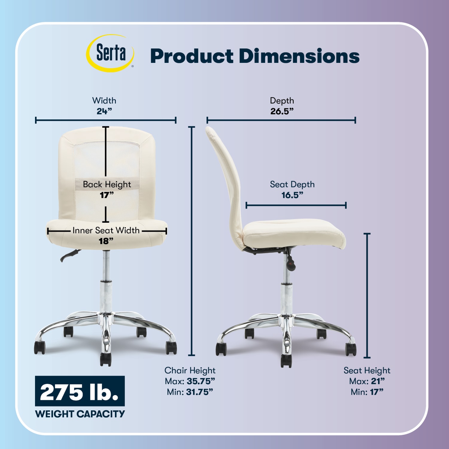 Serta Essentials MidBack Computer Chair Inspiration CreamChrome PopularChairscom Serta Essentials Mid Back Computer Chair Inspiration CreamChrome PopularChairscom