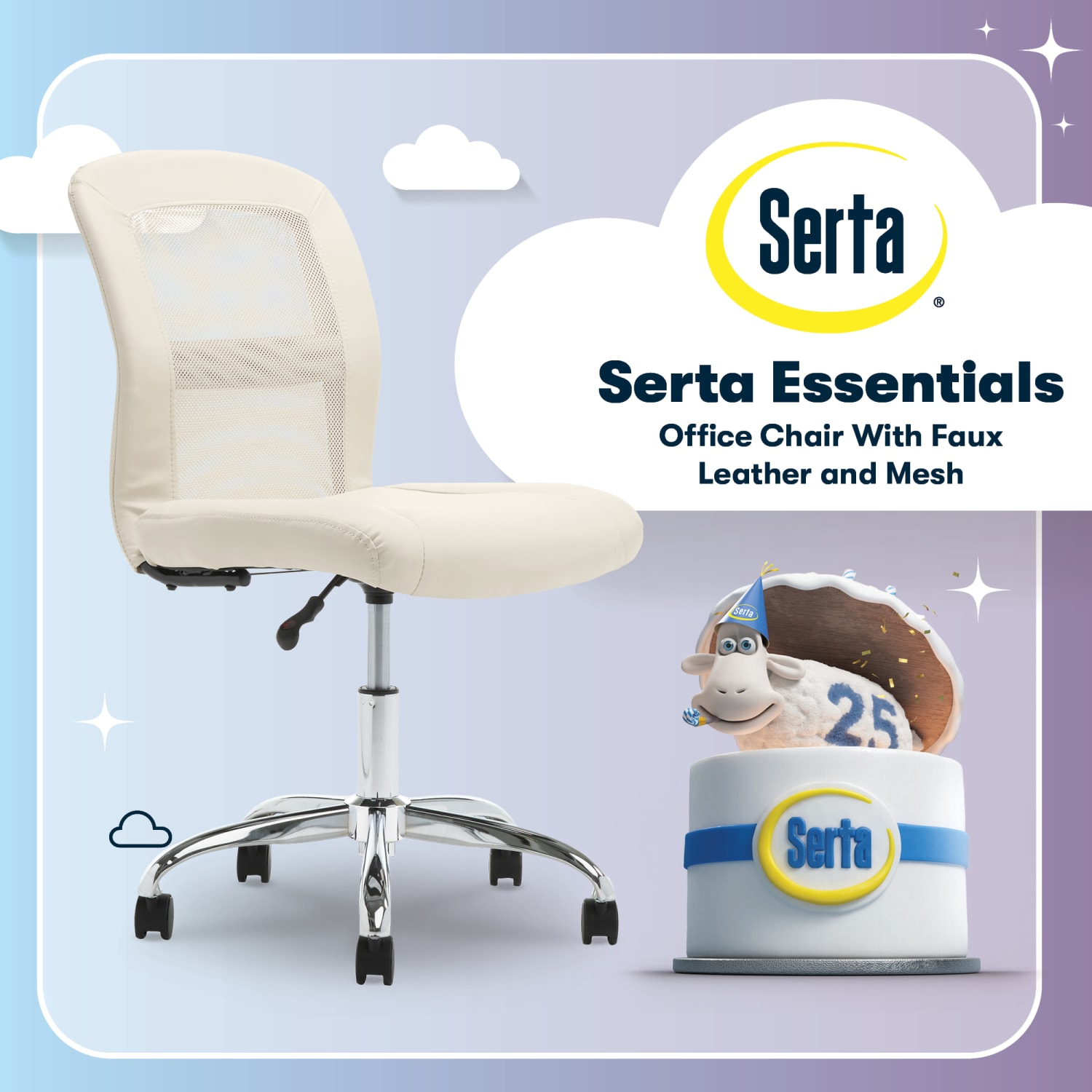 Serta Essentials MidBack Computer Chair Inspiration CreamChrome PopularChairscom Serta Essentials Mid Back Computer Chair Inspiration CreamChrome PopularChairscom