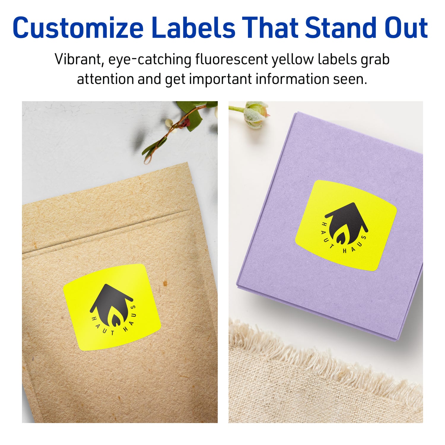 Avery Print-To-The-Edge Labels With Sure Feed Technology, 94124-NYP40, Arched Square, 2in x 2-3/16in, Matte Neon Yellow, Pack of 480 - Image 4