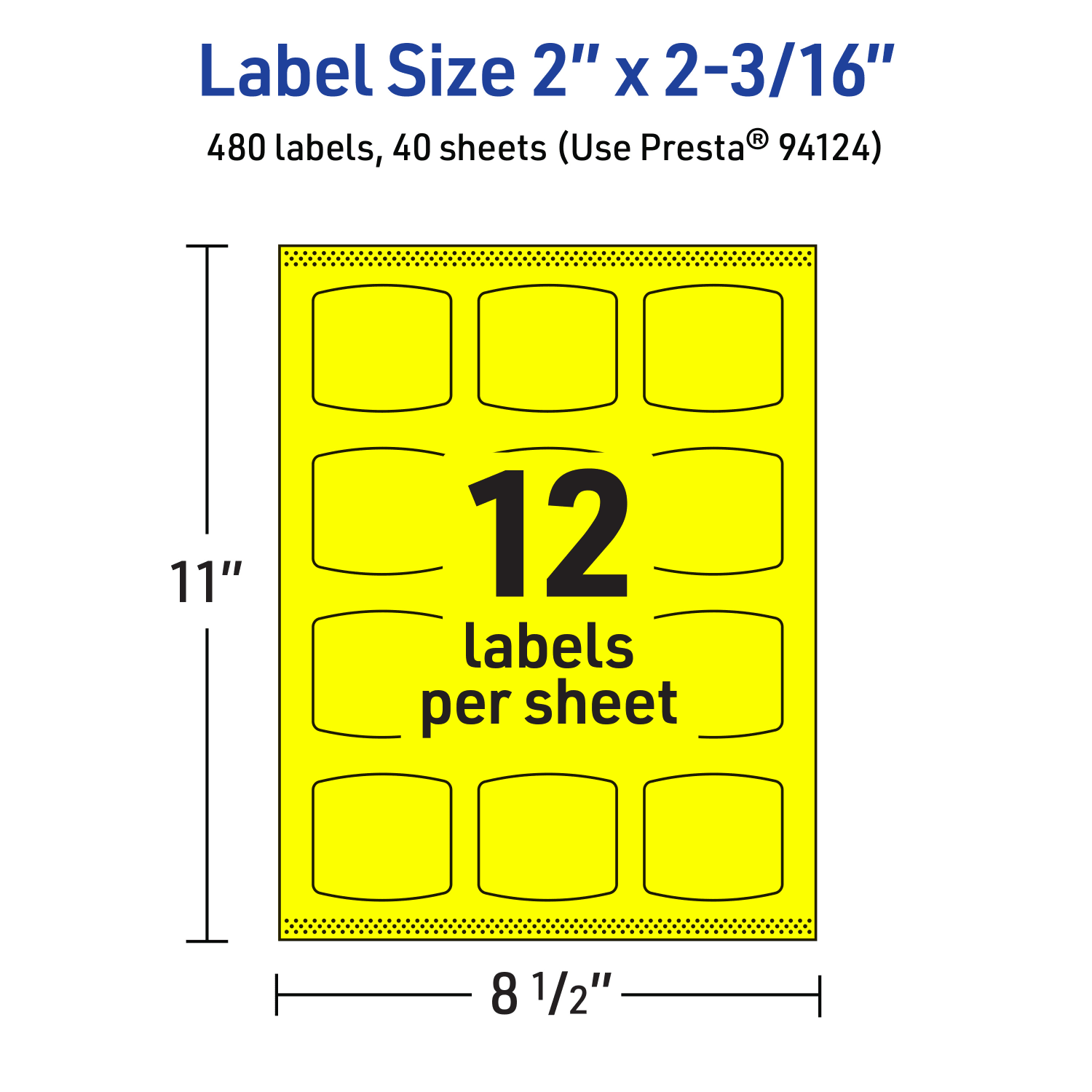 Avery Print-To-The-Edge Labels With Sure Feed Technology, 94124-NYP40, Arched Square, 2in x 2-3/16in, Matte Neon Yellow, Pack of 480 - Image 6