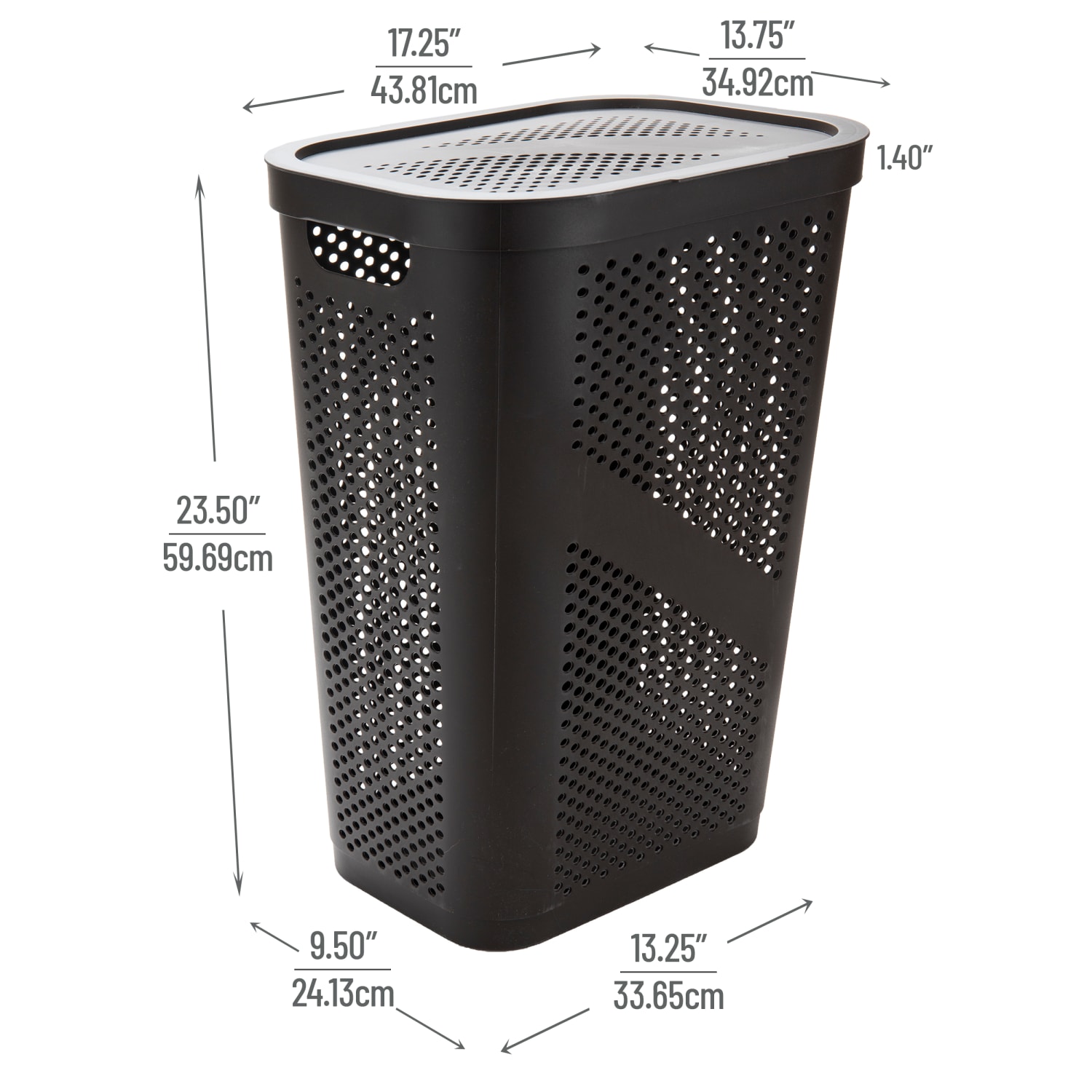 Mind Reader 60L Laundry Hamper Clothes Basket with Lid, 23-1/2inH x 13-3/4inW x 17-1/4inL, Brown - Image 4