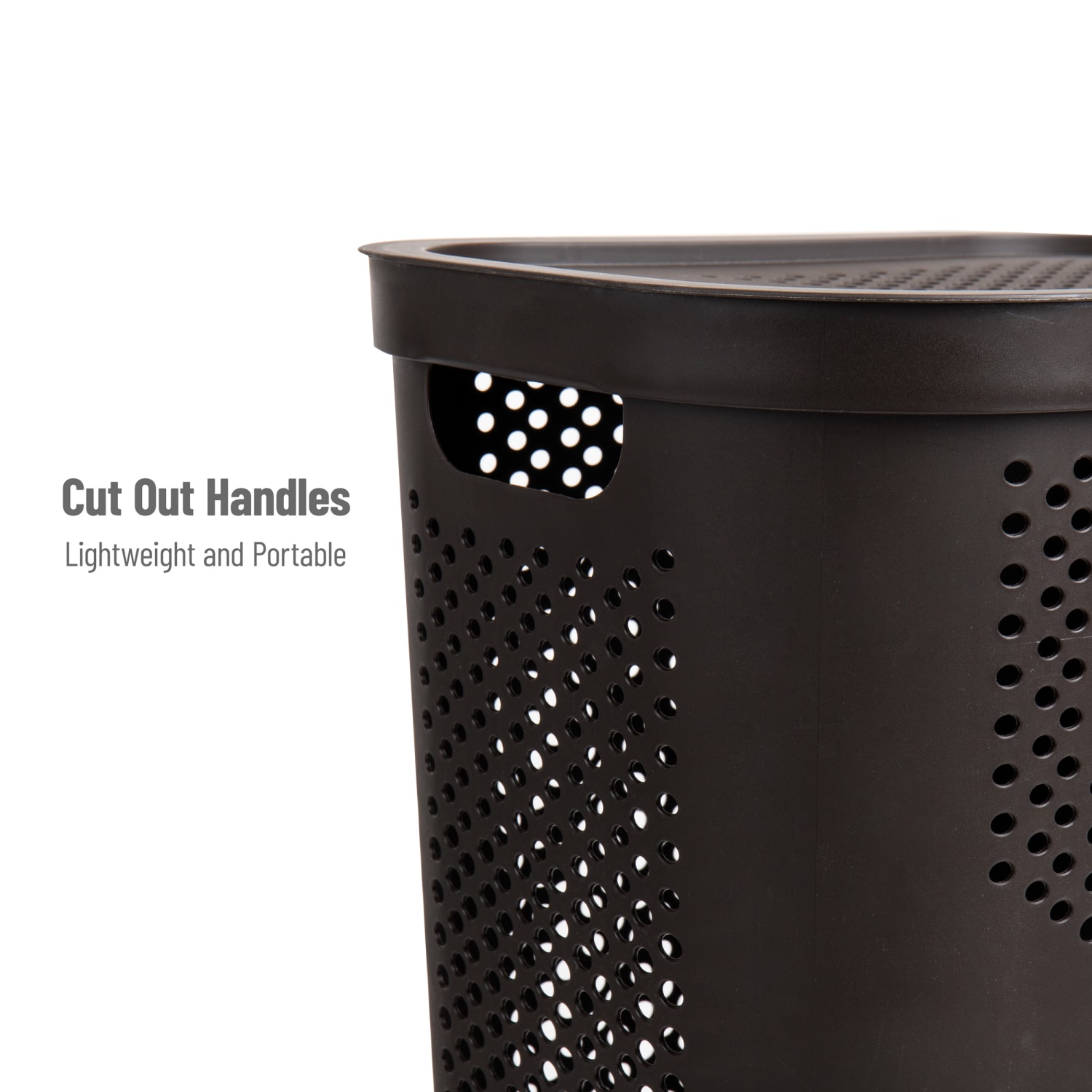 Mind Reader 60L Laundry Hamper Clothes Basket with Lid, 23-1/2inH x 13-3/4inW x 17-1/4inL, Brown - Image 5