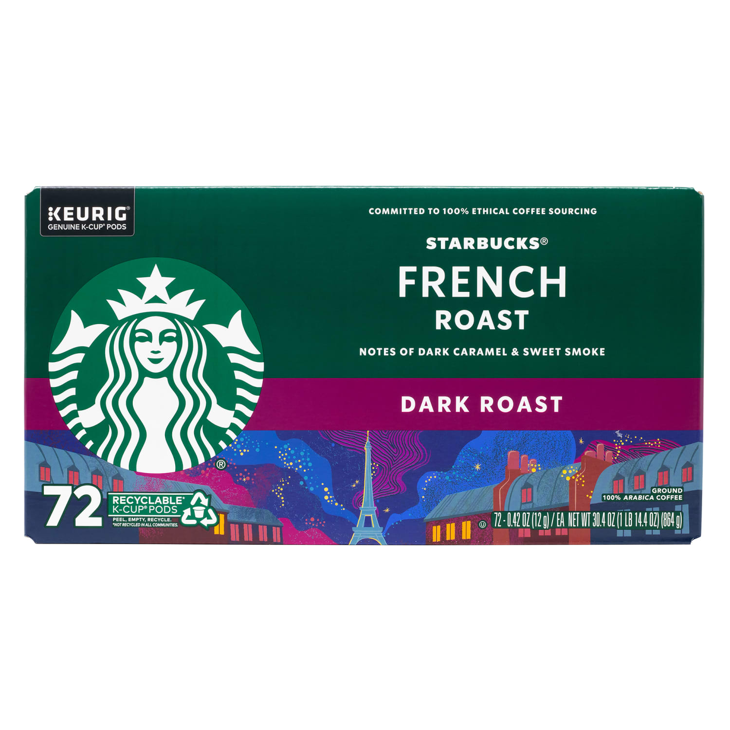 Starbucks French Roast Dark Roast K-Cup Pods, Pack Of 72 Pods