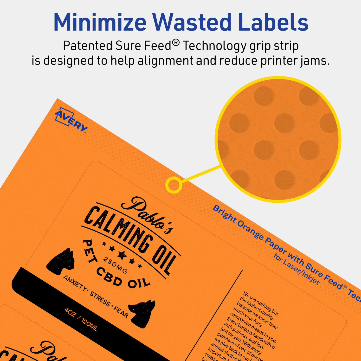 Avery Print-To-The-Edge Labels With Sure Feed Technology, 94249-BOP80, Rectangle, 3in x 6in, Matte Bright Orange, Pack of 240 - Image 5