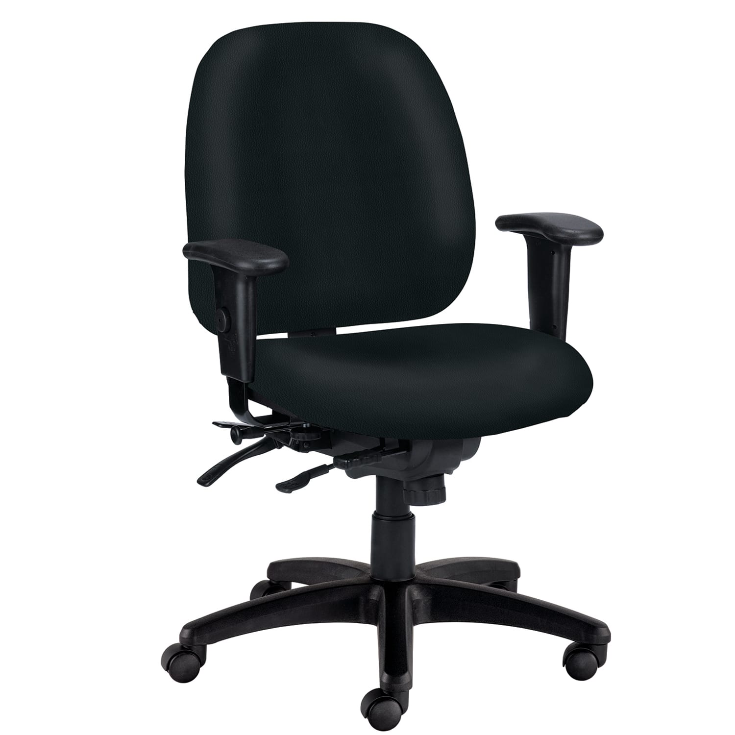 WorkPro 4X4 498SL Ergonomic Antimicrobial Vinyl Low-Back Multi-Function Task Chair, Black