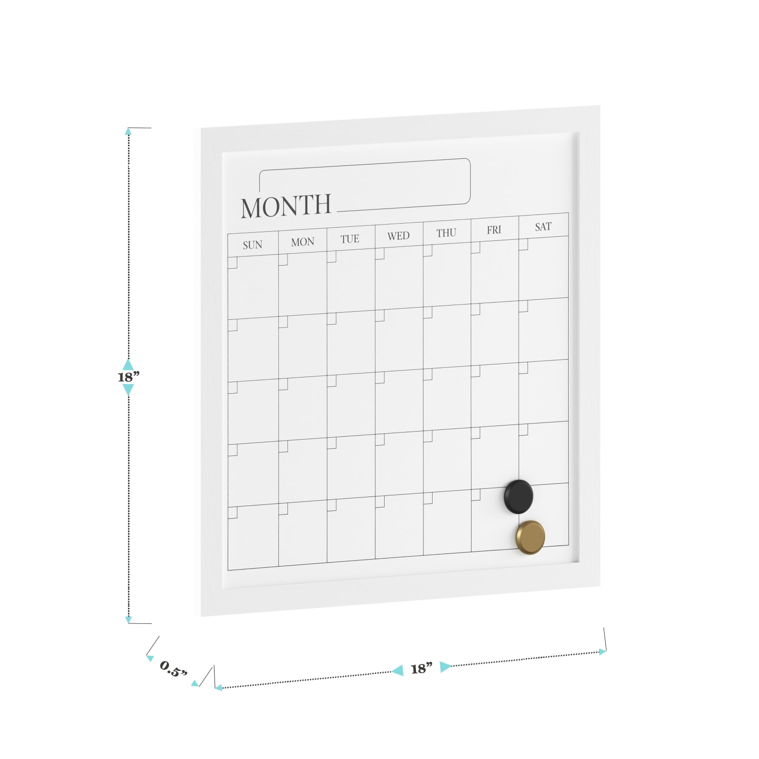 Martha Stewart Everette Magnetic Monthly Calendar Dry-Erase Board, 18in x 18in, White Wood Grain - Image 6