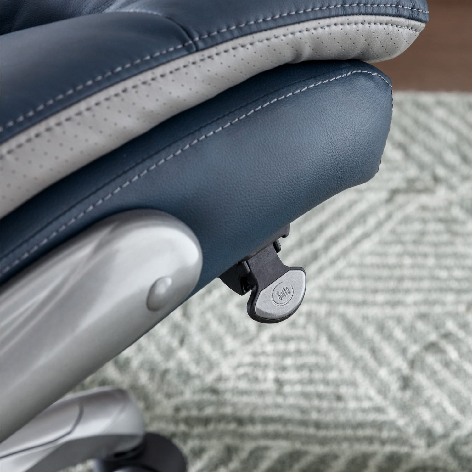 Serta Smart Layers Brinkley Ergonomic Bonded Leather High Back Executive Office Chair NavySilver PopularChairscom